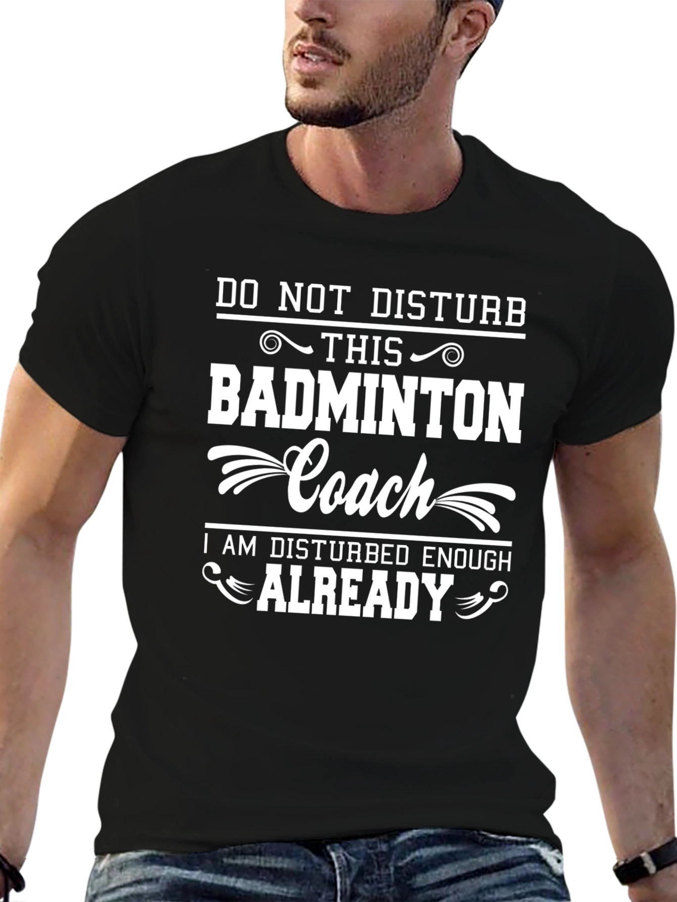 Black Badminton Coach Graphic Tee - Do Not Disturb! view 6