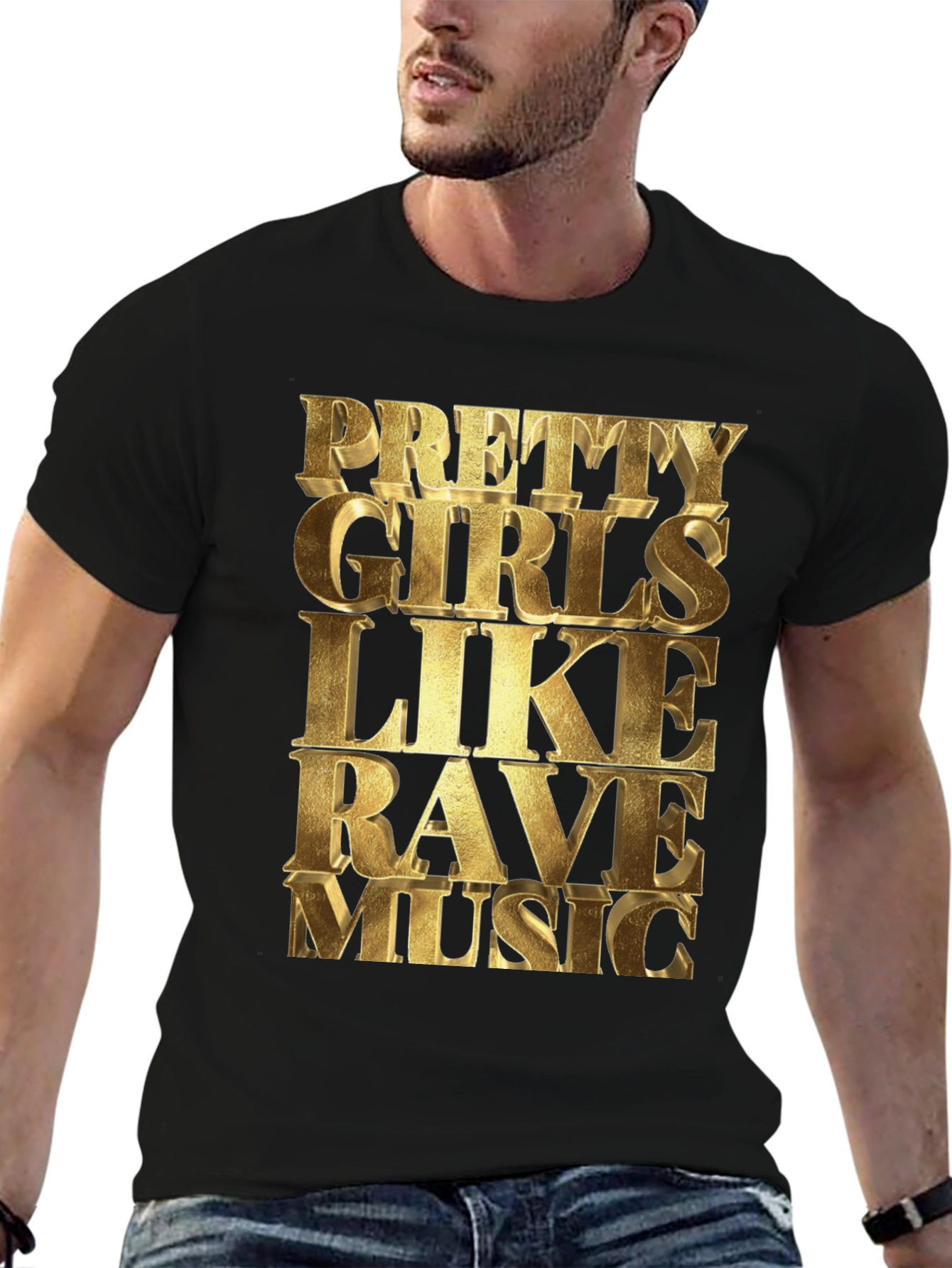 Black Pretty Girls Like Rave Music Black T-Shirt view 6