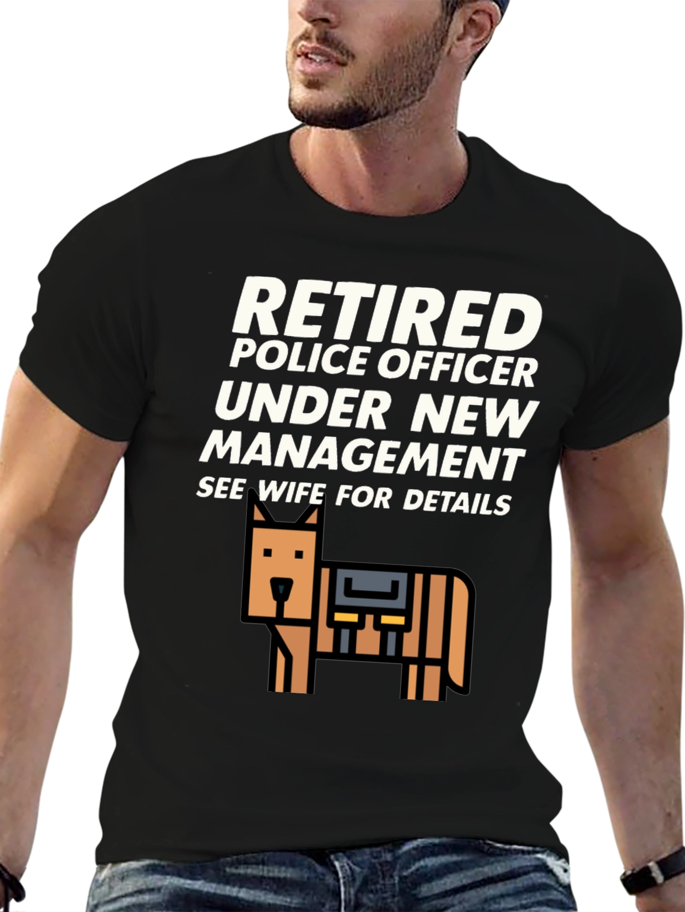 Black Retired Police Officer T-Shirt - See Wife For Details view 6