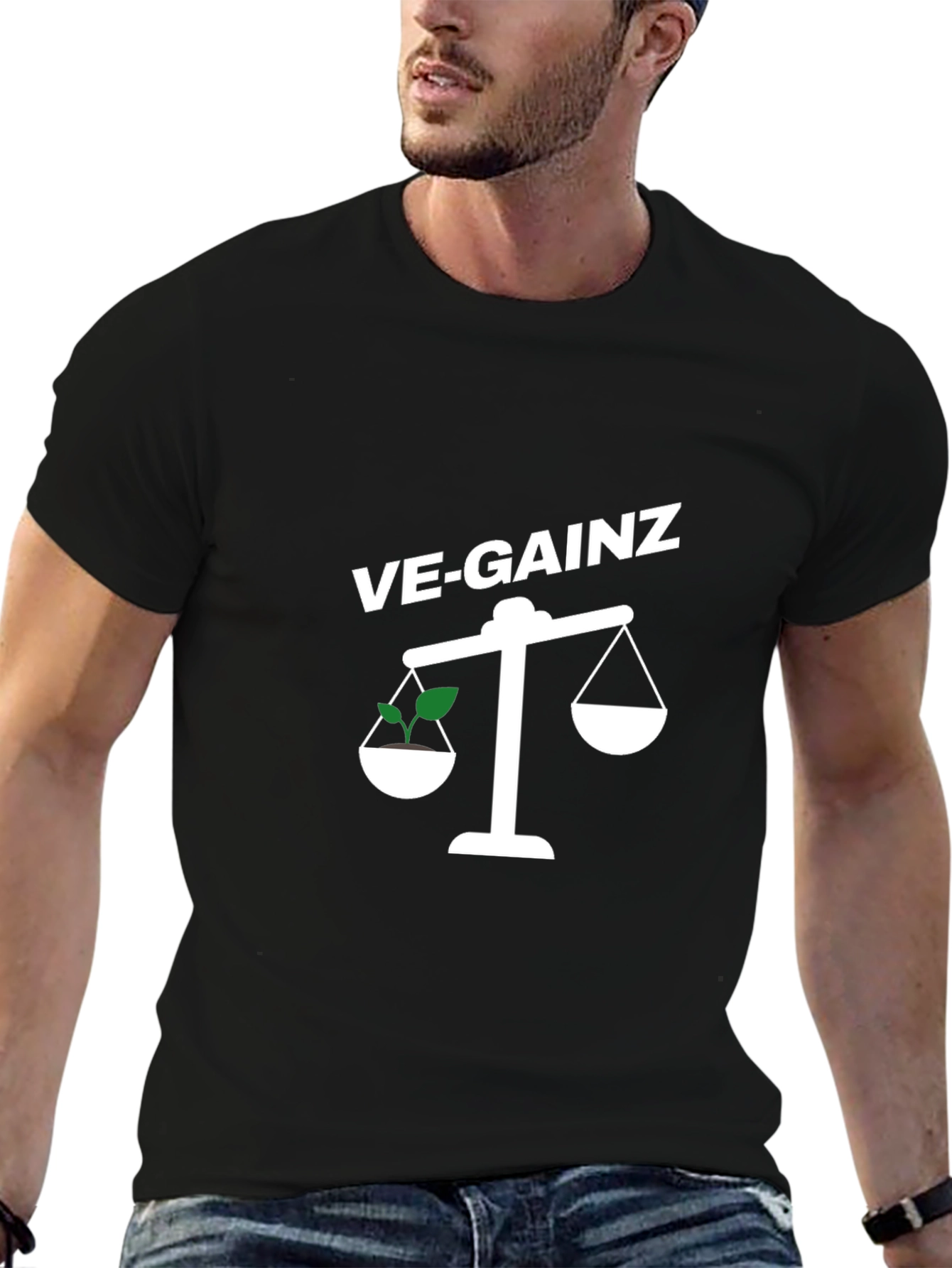 VE-GAINZ Vegan Weightlifting Black T-Shirt - 6