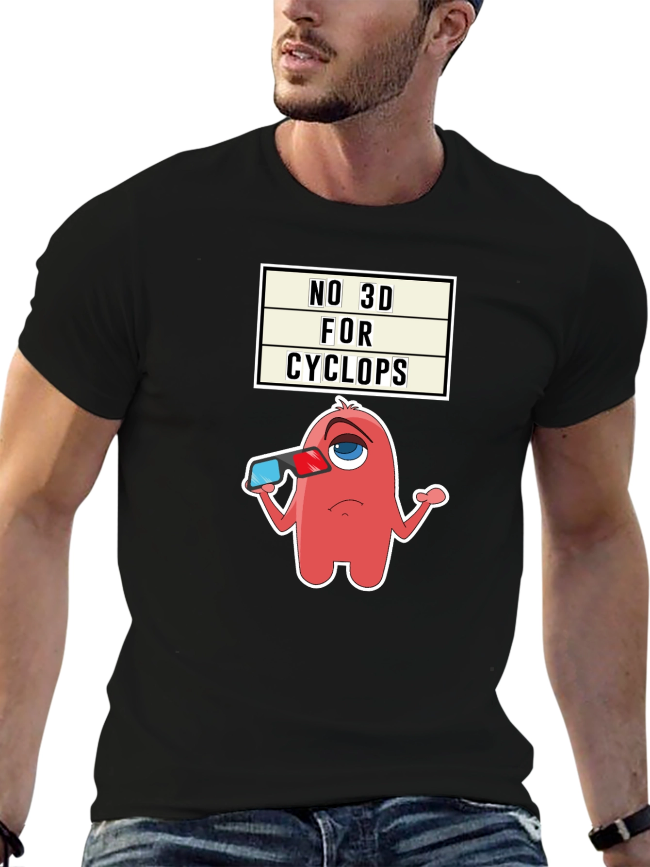 Black No 3D For Cyclops Graphic Tee view 6