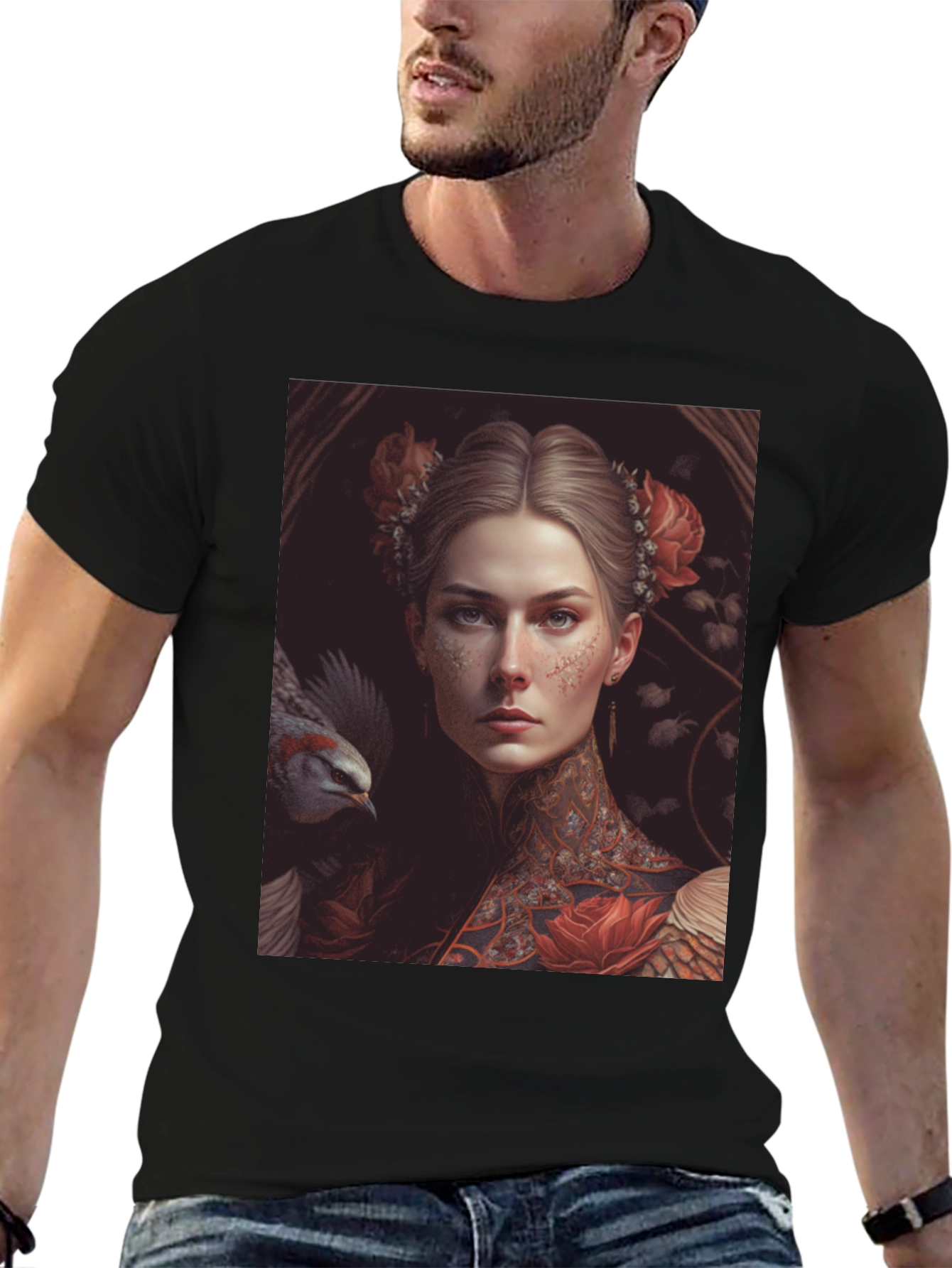 Black Floral Renaissance T-Shirt view 6