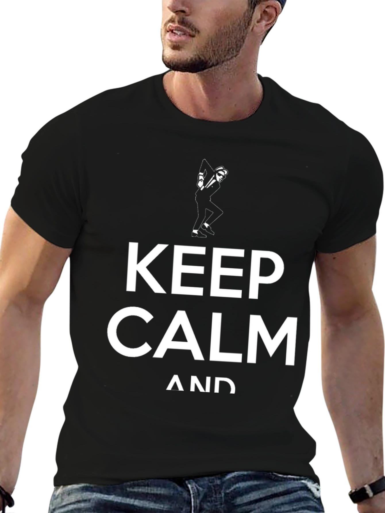Black Keep Calm Graphic Black T-Shirt view 6