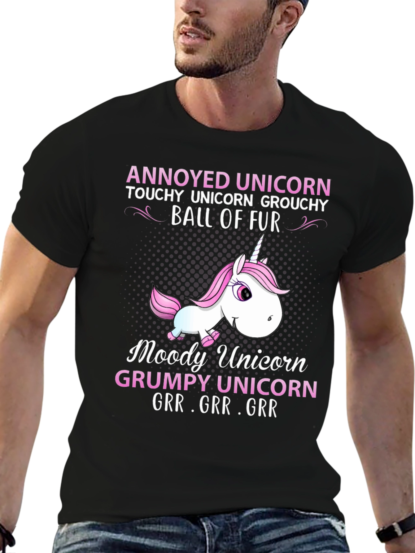 Black Annoyed Unicorn Graphic T-Shirt view 6