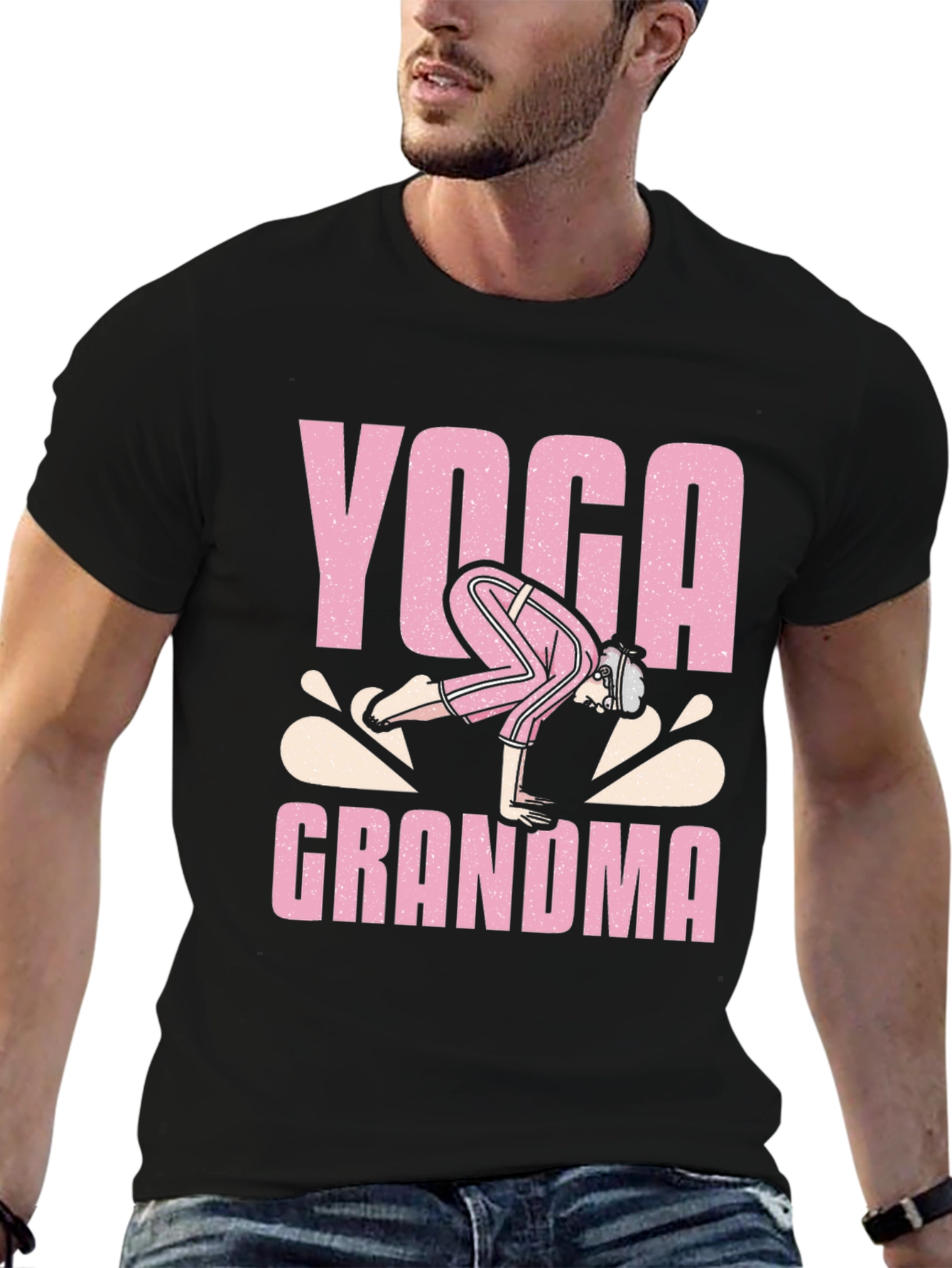 Black Yoga Grandma Graphic T-Shirt view 6