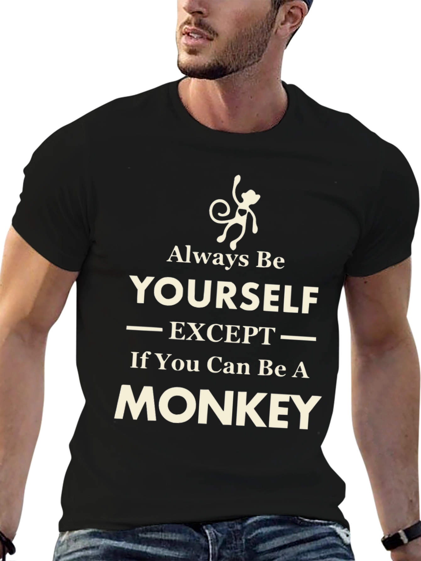 Black Always Be Yourself Monkey Graphic T-Shirt view 6