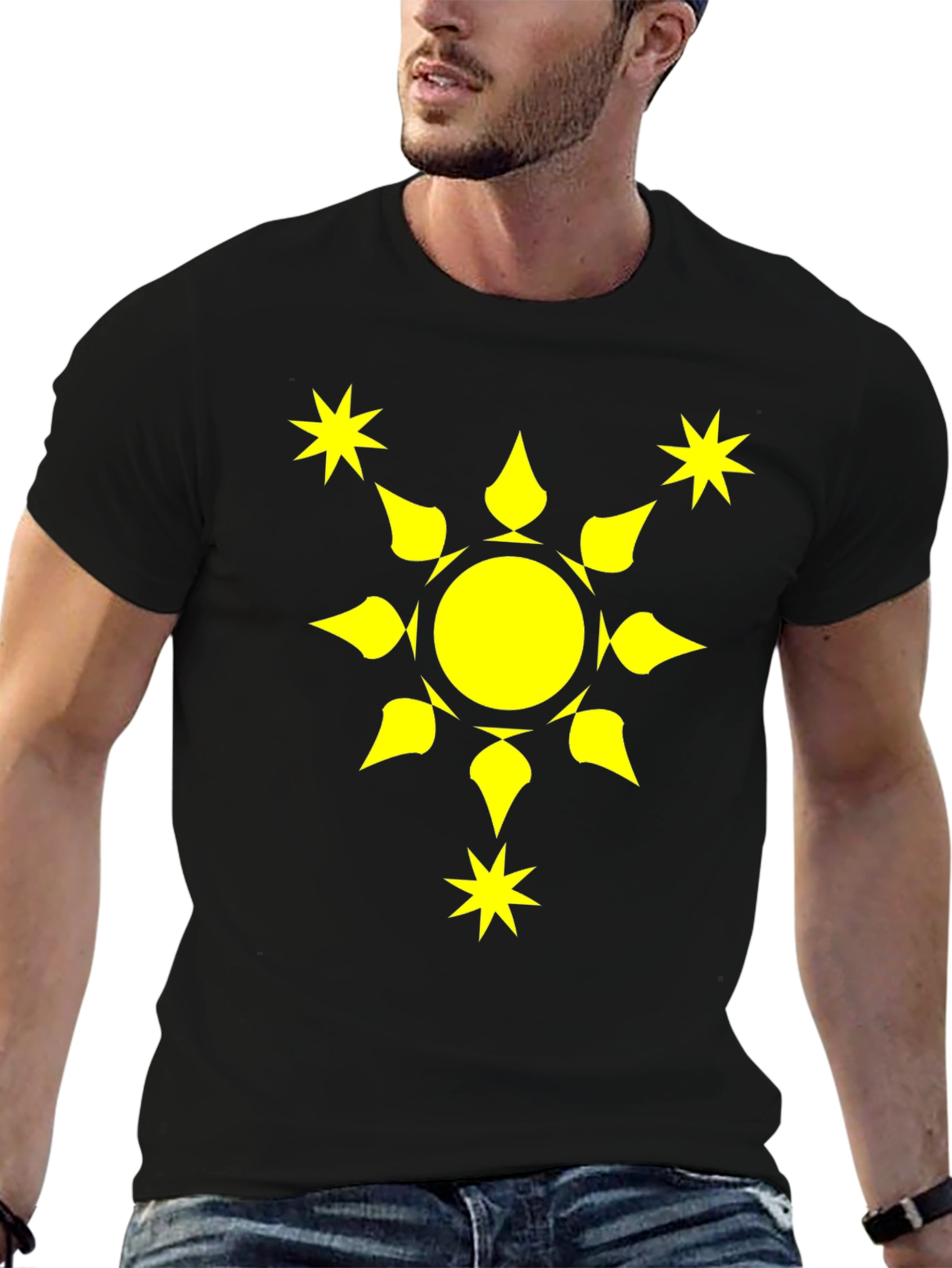 Black Sunburst Graphic Tee - Black Cotton Comfort Fit view 6