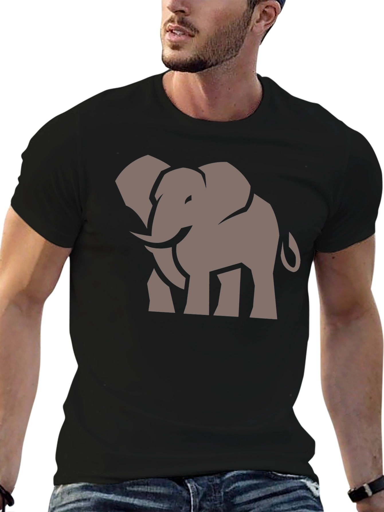 Black Elephant Graphic Tee - Stylish Men's Black T-Shirt view 6