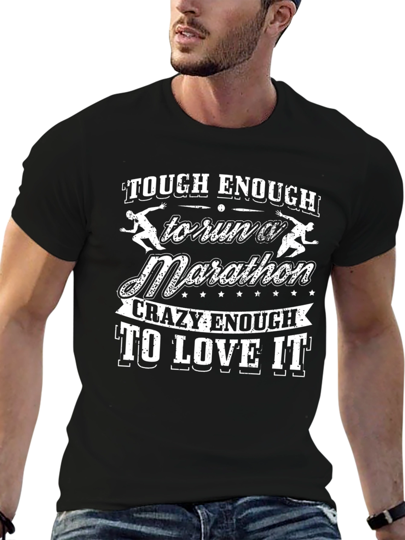Black Tough Enough Marathon Runner Graphic Tee view 6
