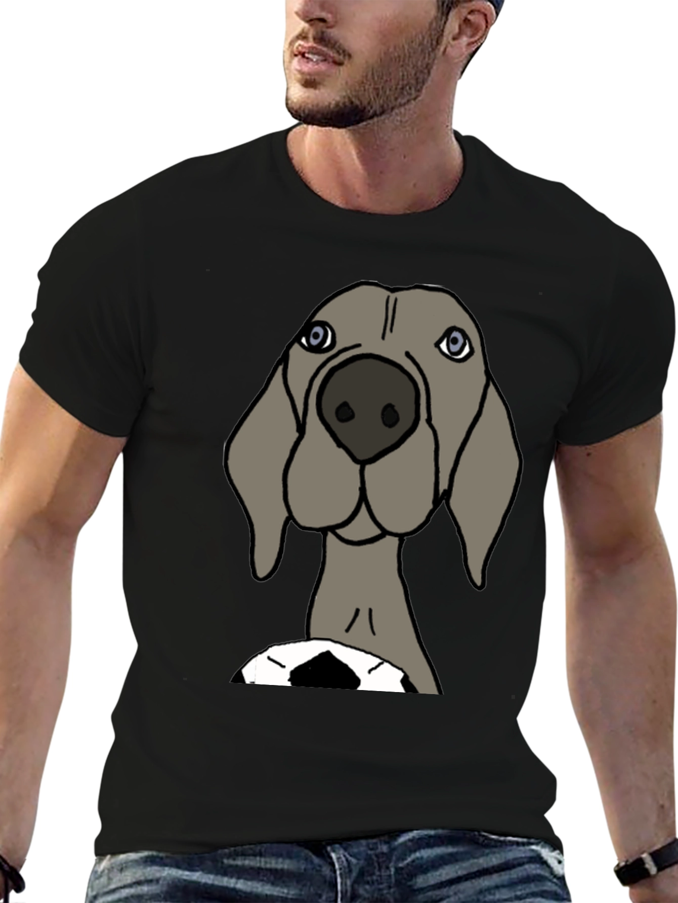 Black Dog with Soccer Ball Graphic T-Shirt view 6