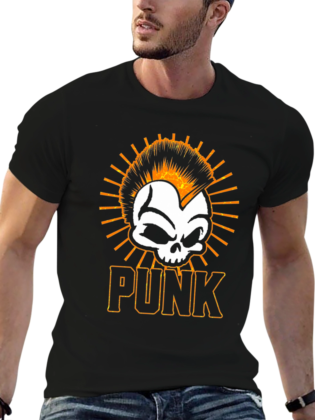 Black Punk Rock Skull T-Shirt - Edgy Graphic Tee view 6