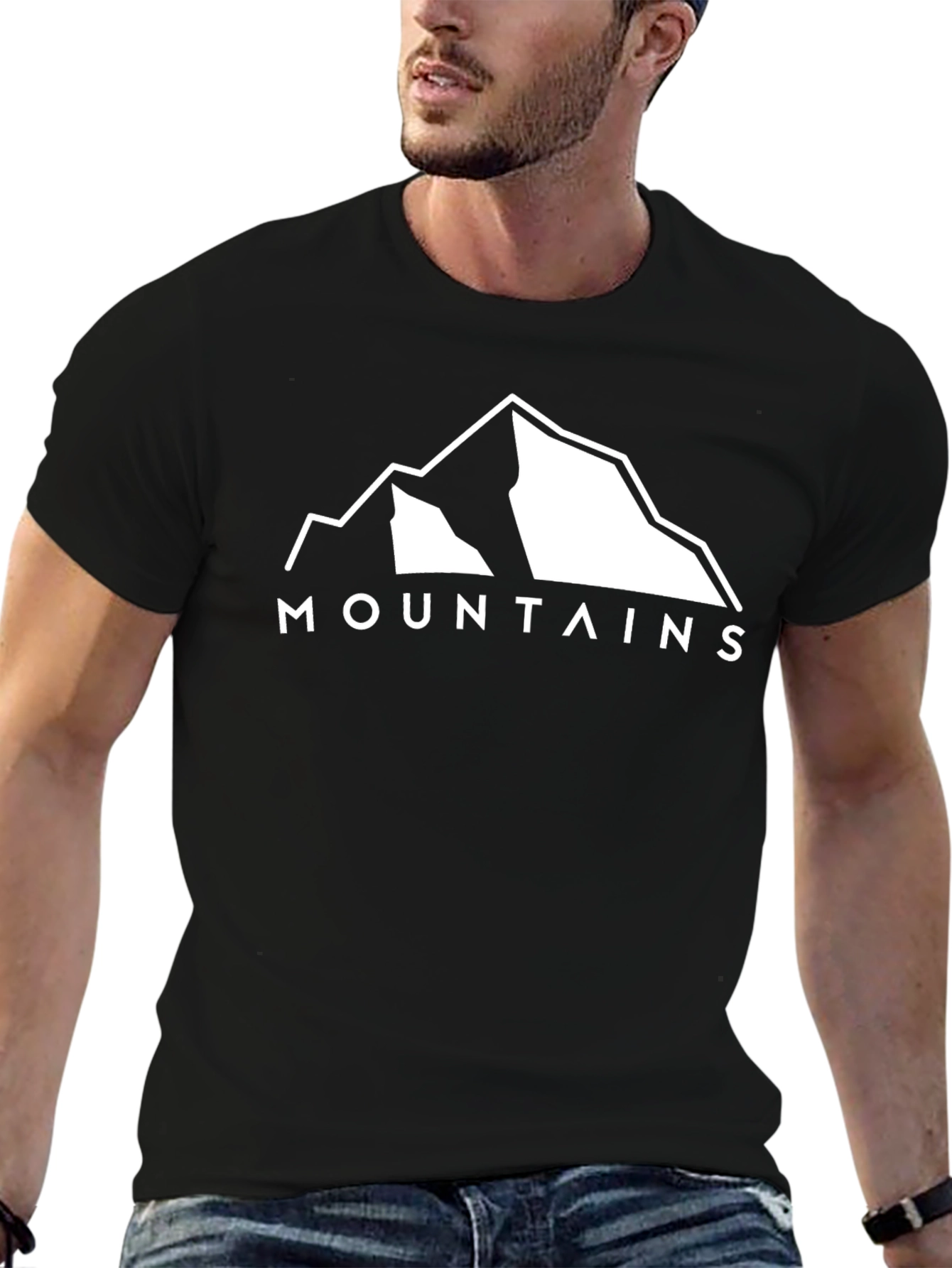 Black Mountains Graphic Print Black T-Shirt view 6