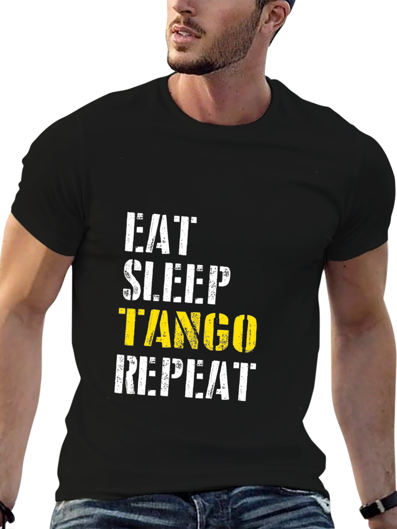 Black Eat Sleep Tango Repeat Black T-Shirt view 6