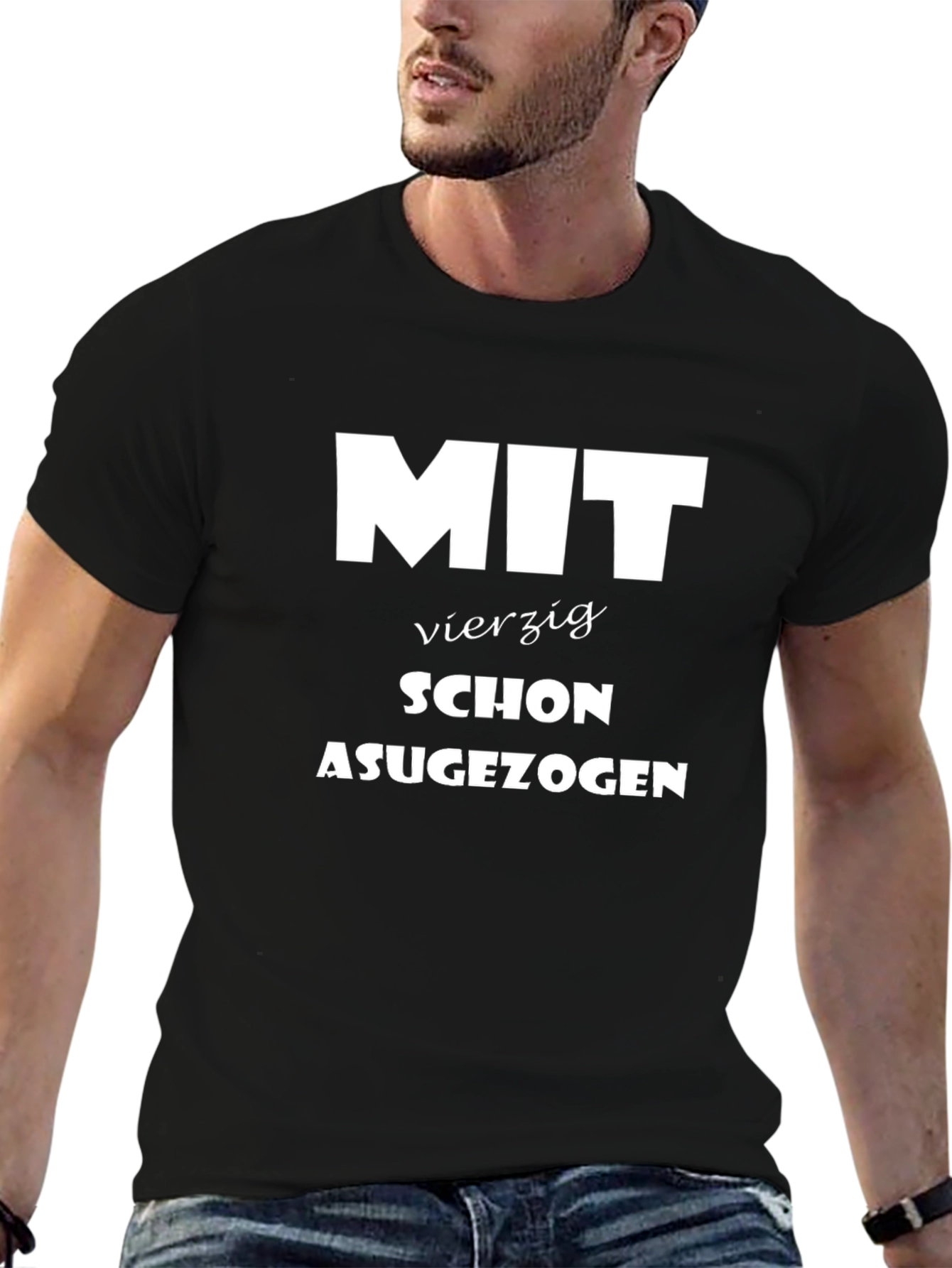 Black Funny 40th Birthday T-Shirt - "Mit Vierzig Schon Ausgezogen" view 6