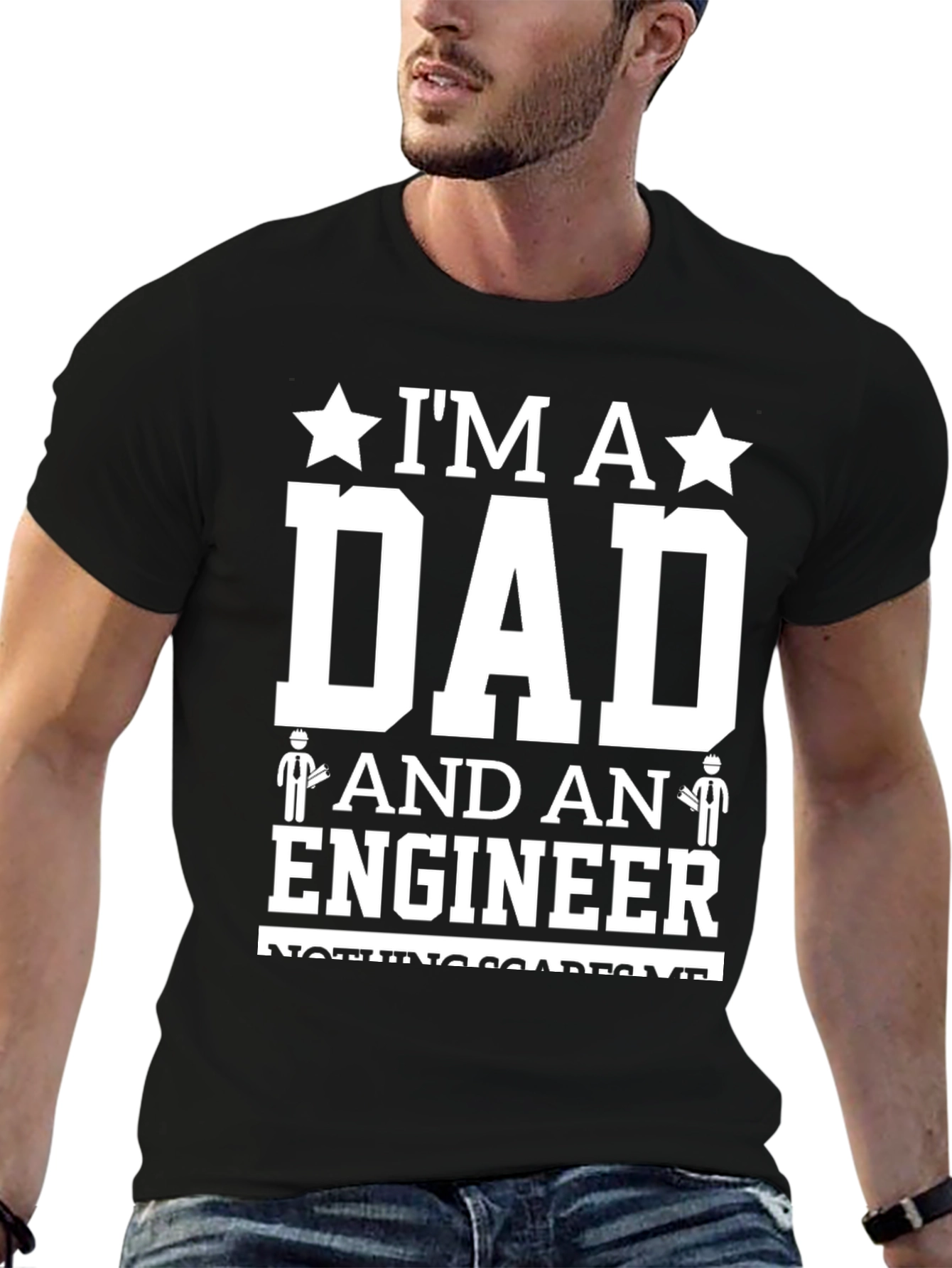 Black I'm A Dad And An Engineer T-Shirt view 6