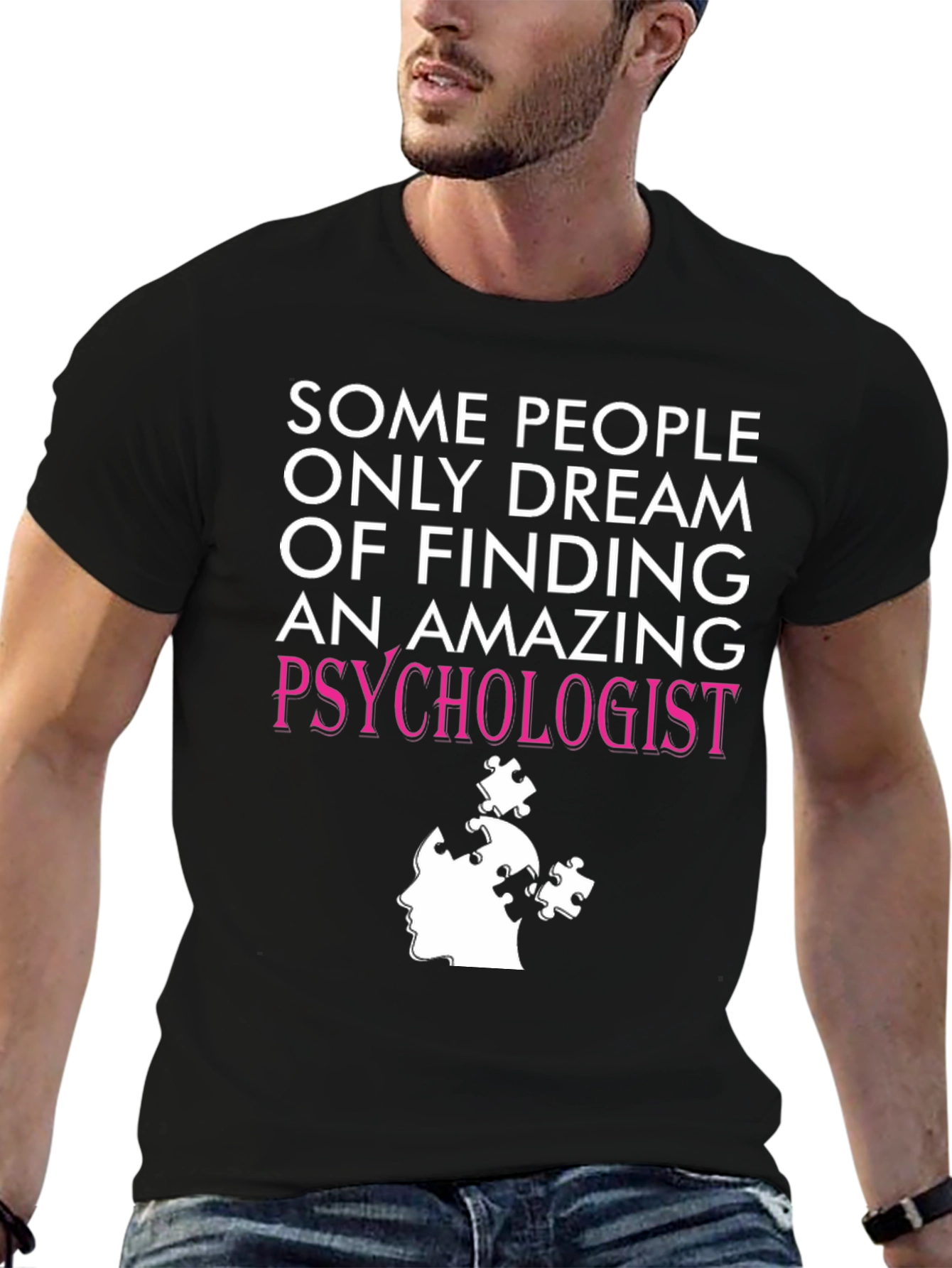 Black Amazing Psychologist T-Shirt - Puzzle Design view 6