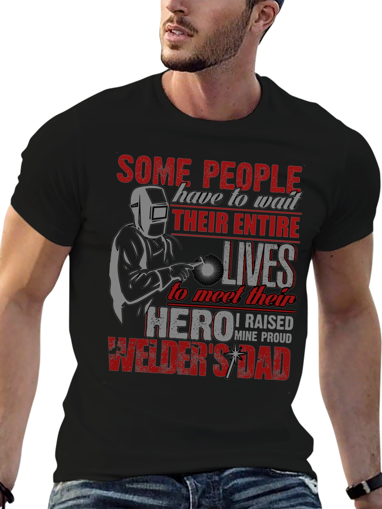 Black Welder's Dad T-Shirt - Proud Father's Day Gift view 6