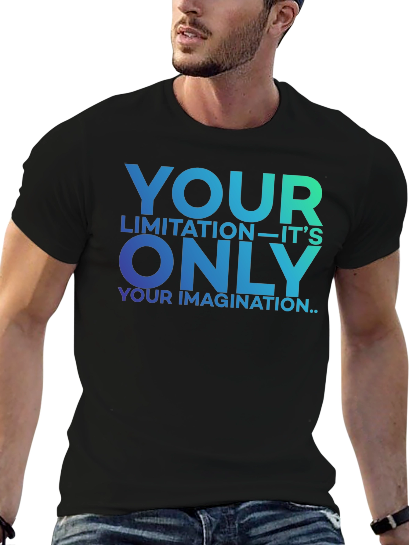 Black Inspirational Graphic Tee - Your Only Limitation T-Shirt view 6