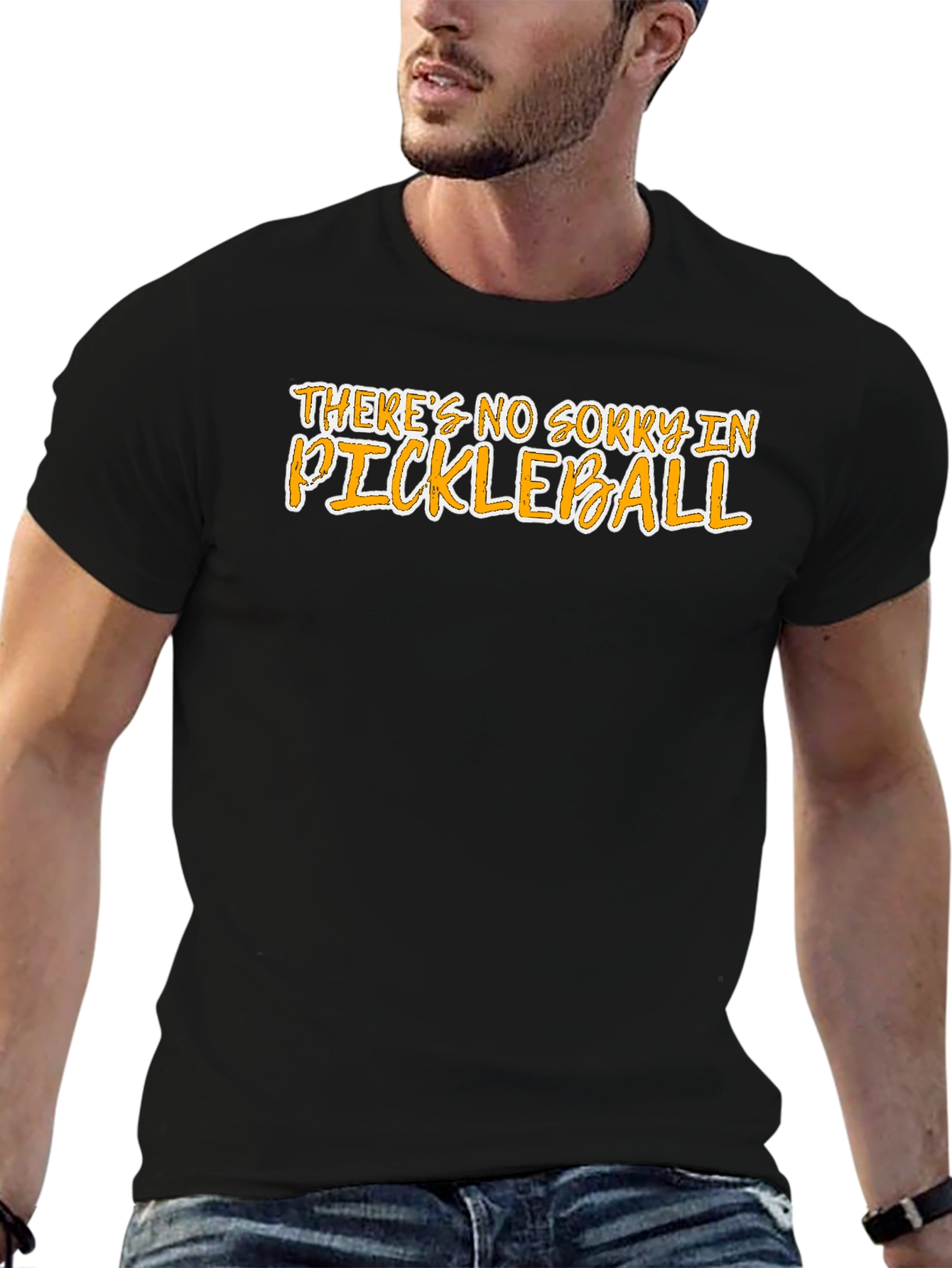 Black Funny Pickleball T-Shirt - No Sorry in Pickleball view 6