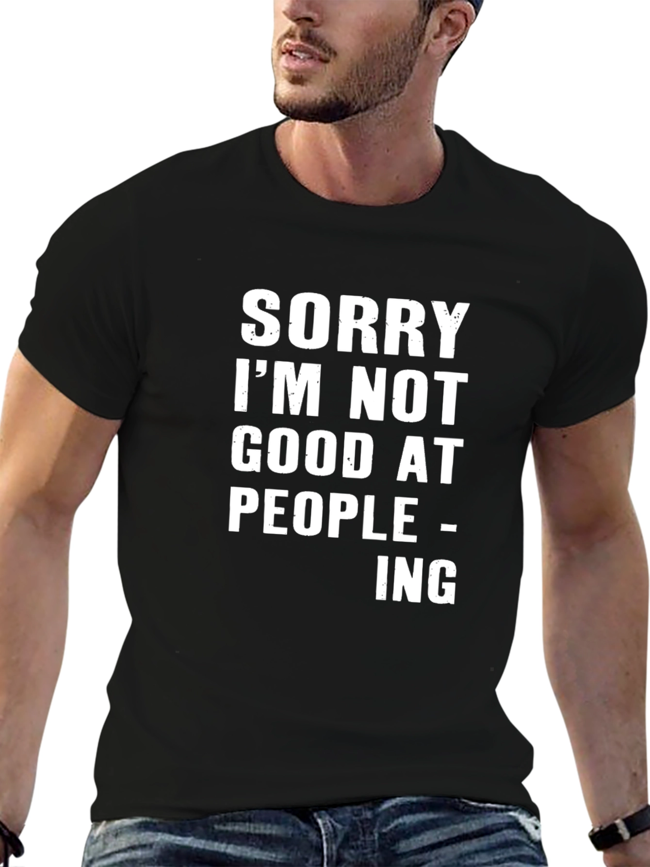 Black Sorry I'm Not Good at People-ing T-Shirt view 6