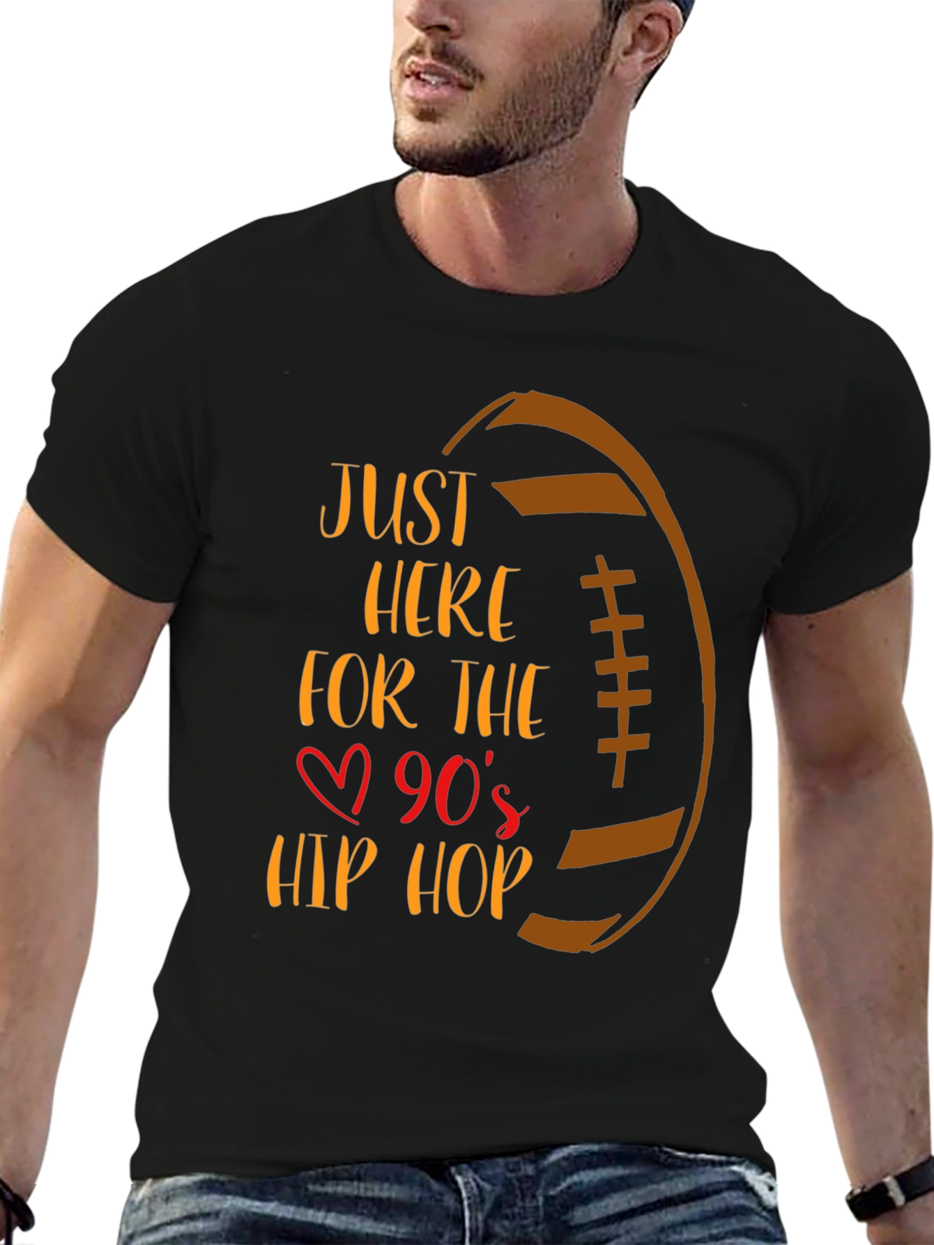 Black 90s Hip Hop Football Graphic Tee view 6