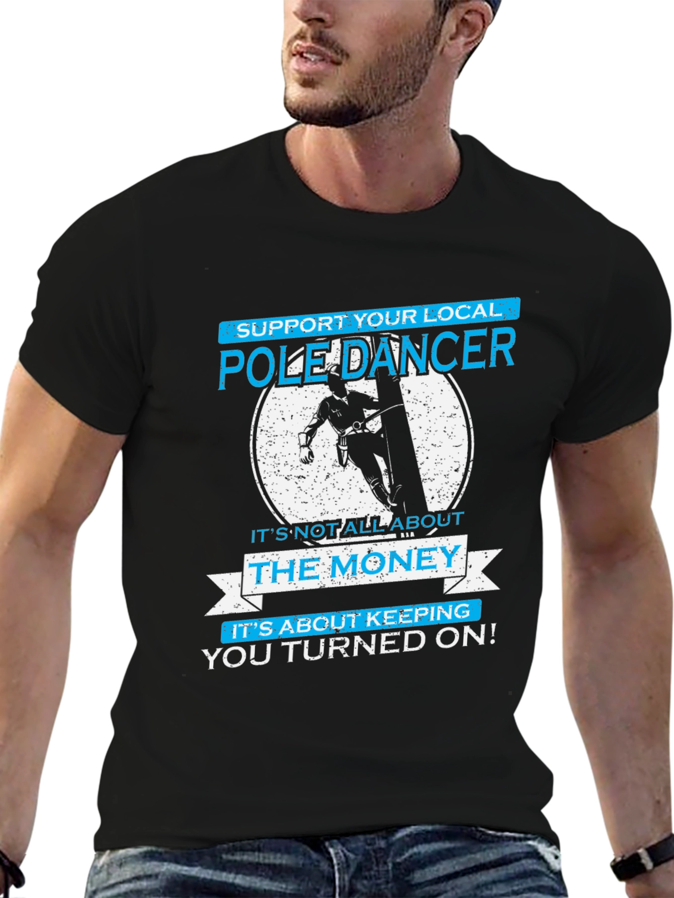 Black Pole Dancer T-Shirt - Funny Graphic Tee view 6