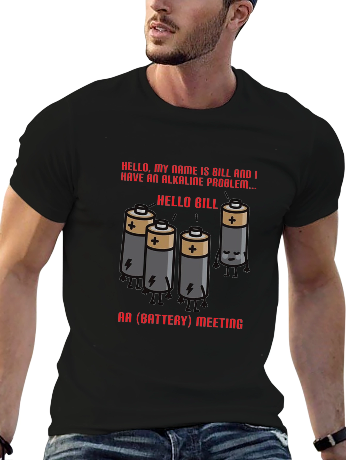 Black Alkaline Problem Battery T-Shirt view 6