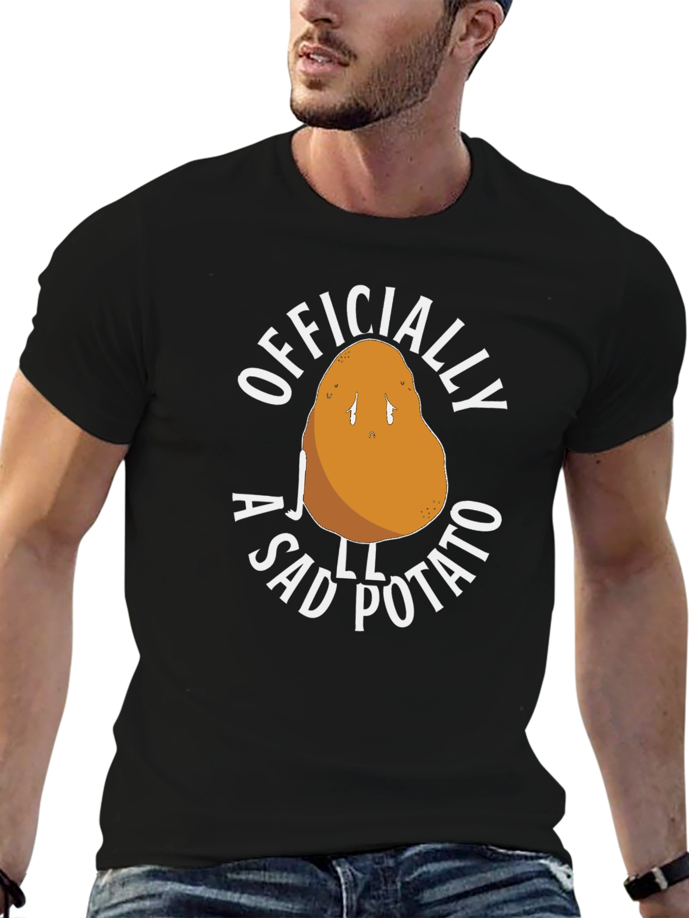 Black Officially A Sad Potato Funny Novelty T-Shirt view 6