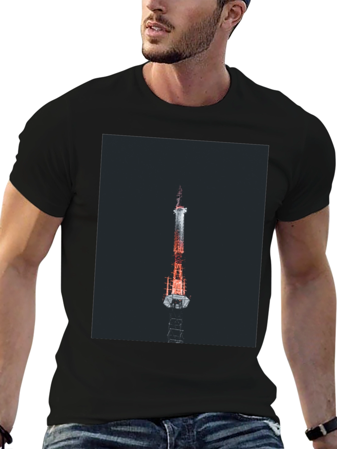Black Tower Graphic Black T-Shirt view 6