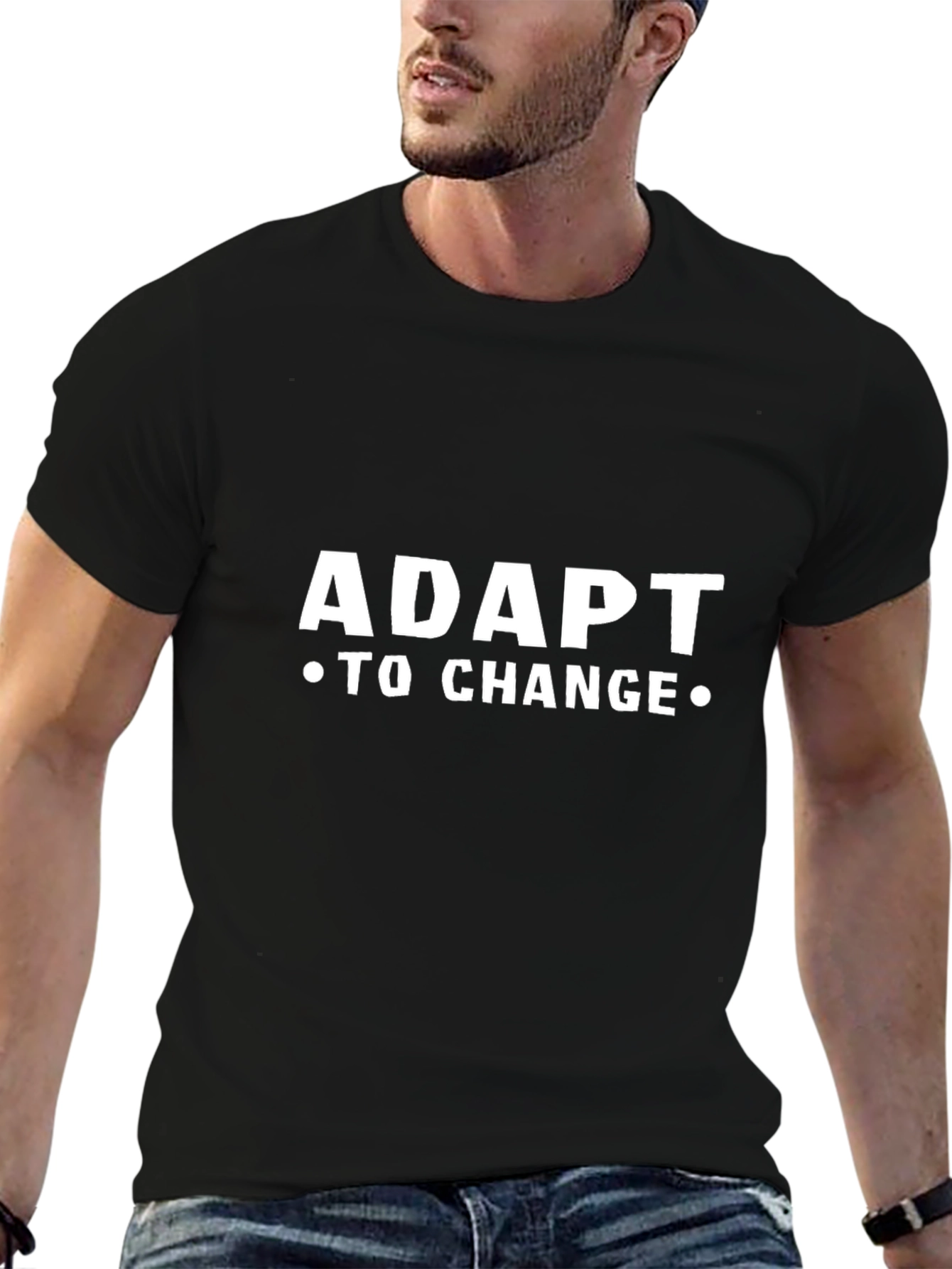 Black Adapt to Change Graphic Tee - Motivational Shirt view 6