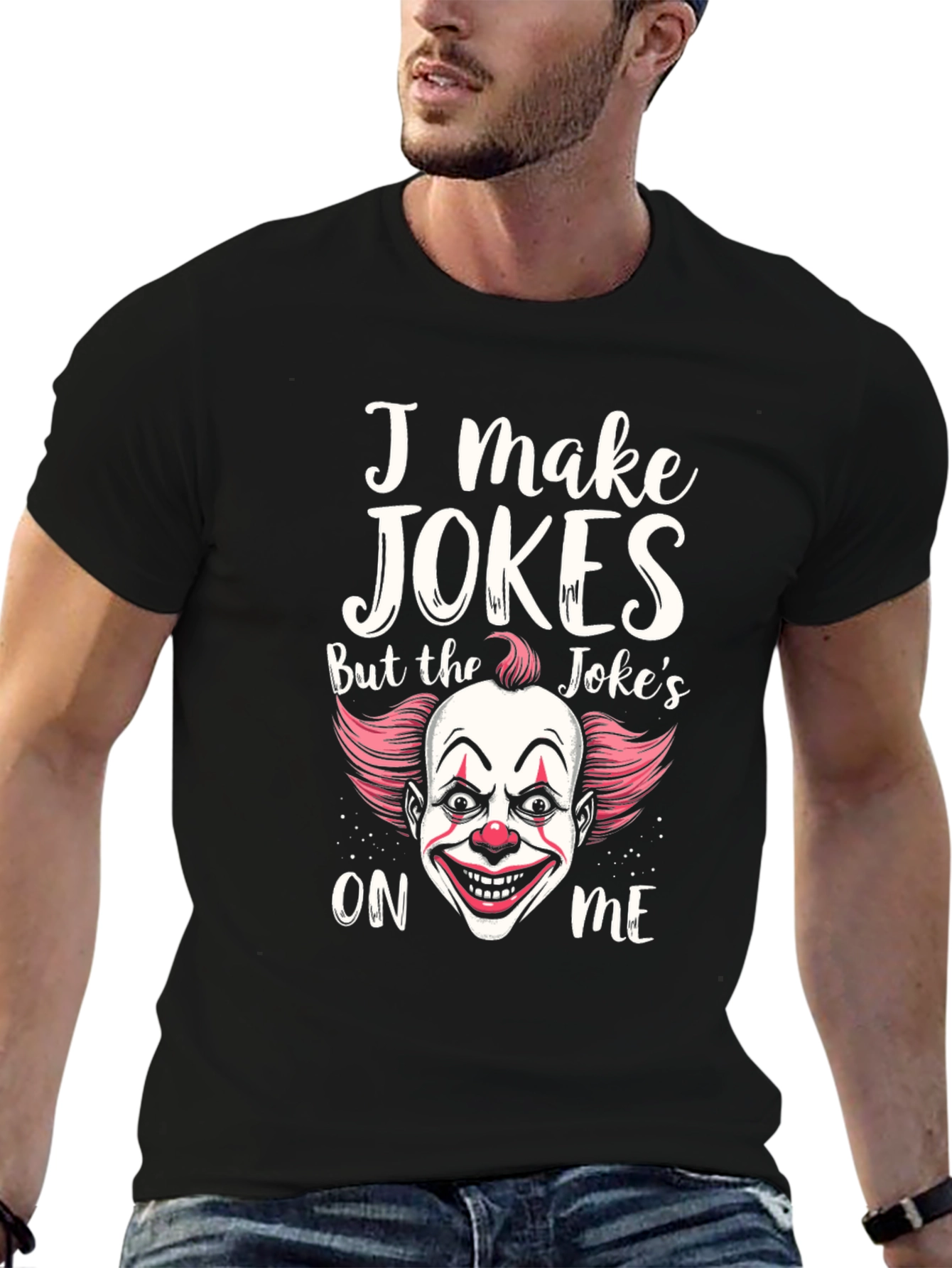 Black I Make Jokes Clown Graphic T-Shirt view 6