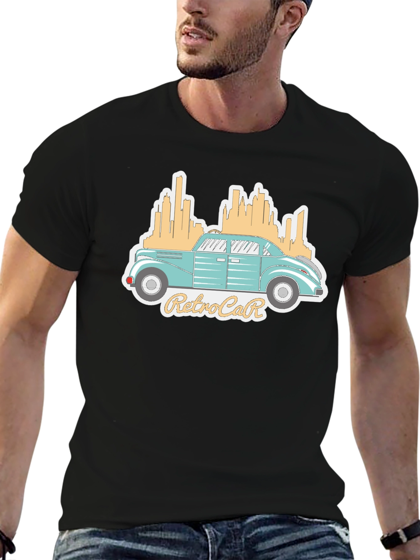 Black Retro Car Graphic Tee - Classic Automotive Style view 6