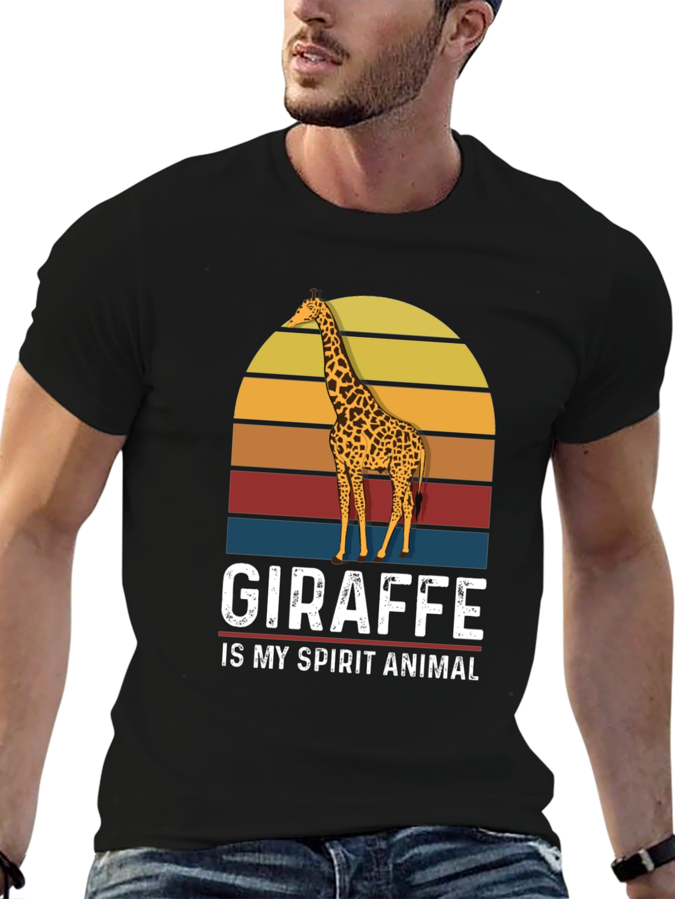 Black Giraffe Spirit Animal Graphic T-Shirt view 6