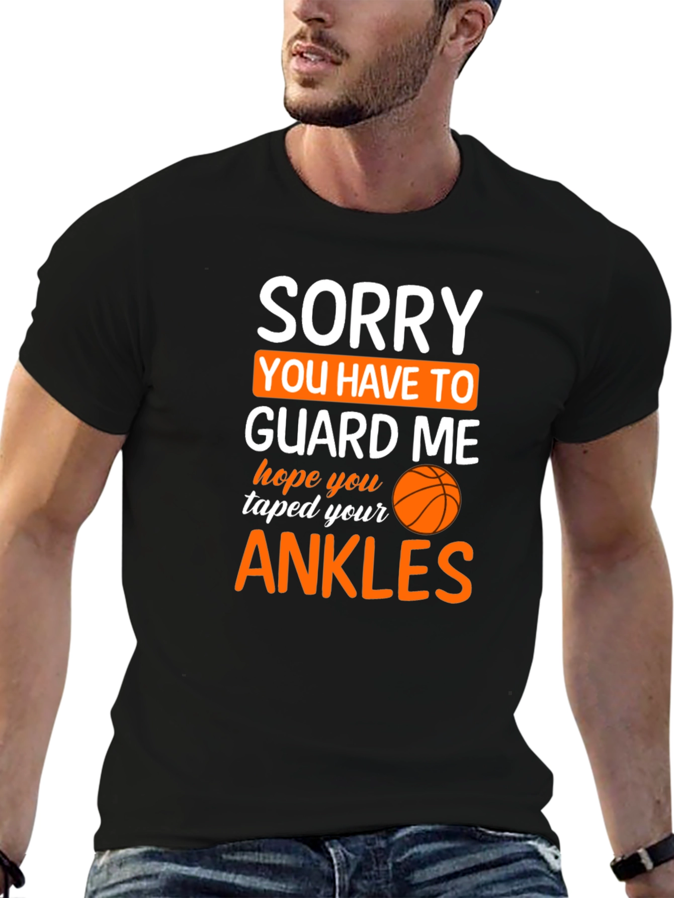 Black Sorry You Have To Guard Me Basketball T-Shirt view 6