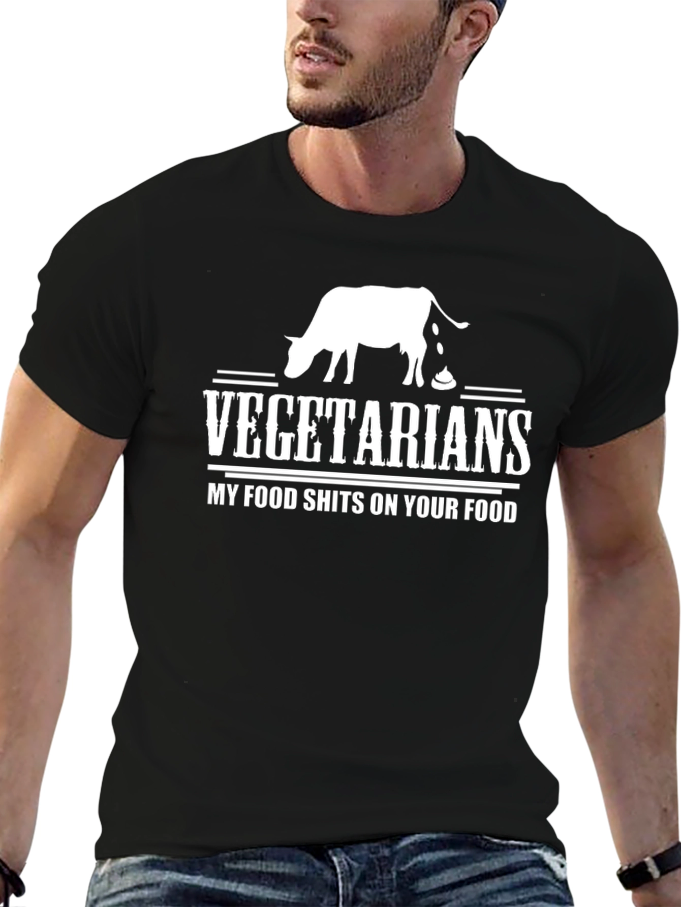 Black Vegetarians My Food Shits On Your Food T-Shirt view 6