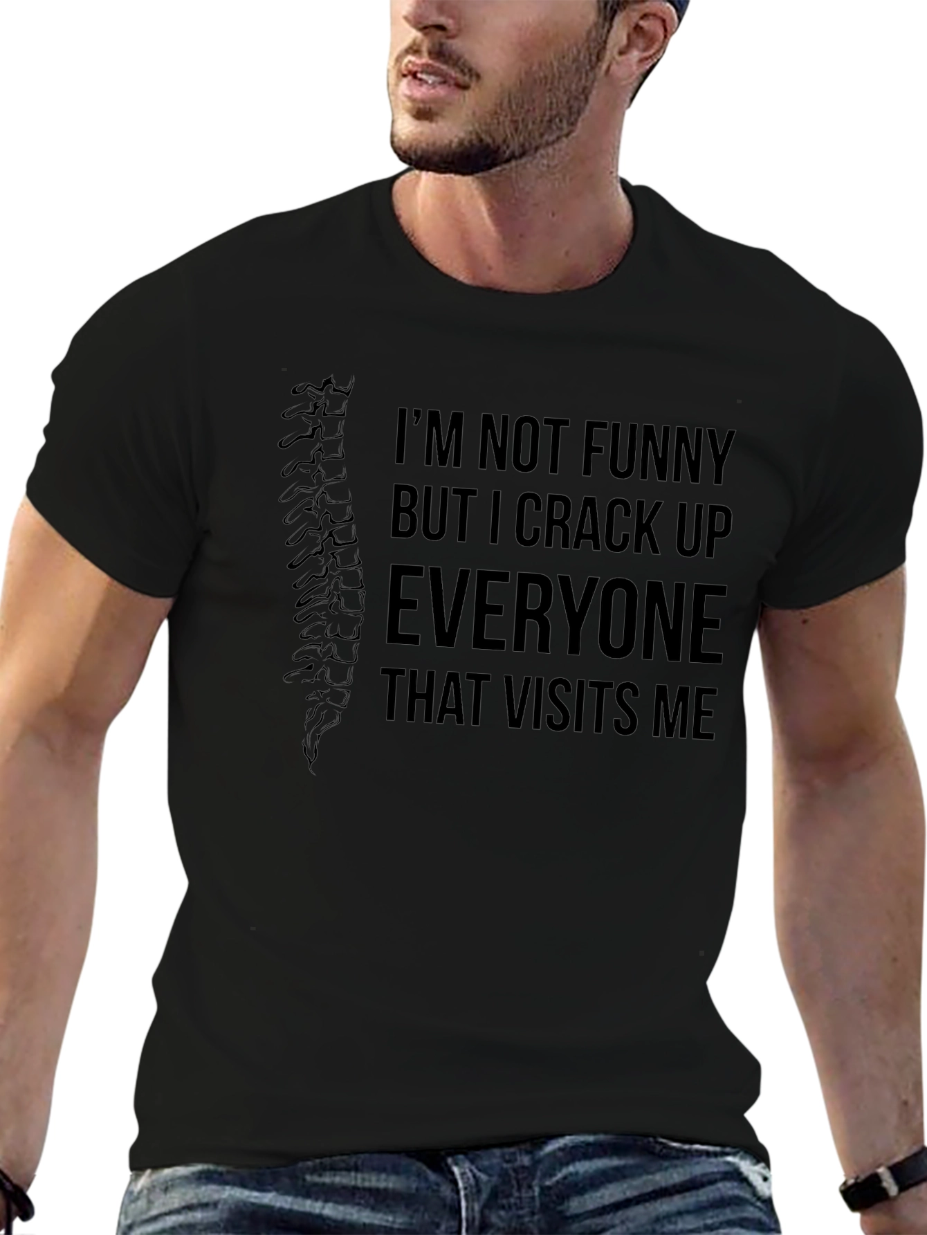 Black Funny Chiropractor T-Shirt Crack Up Everyone Visit view 6