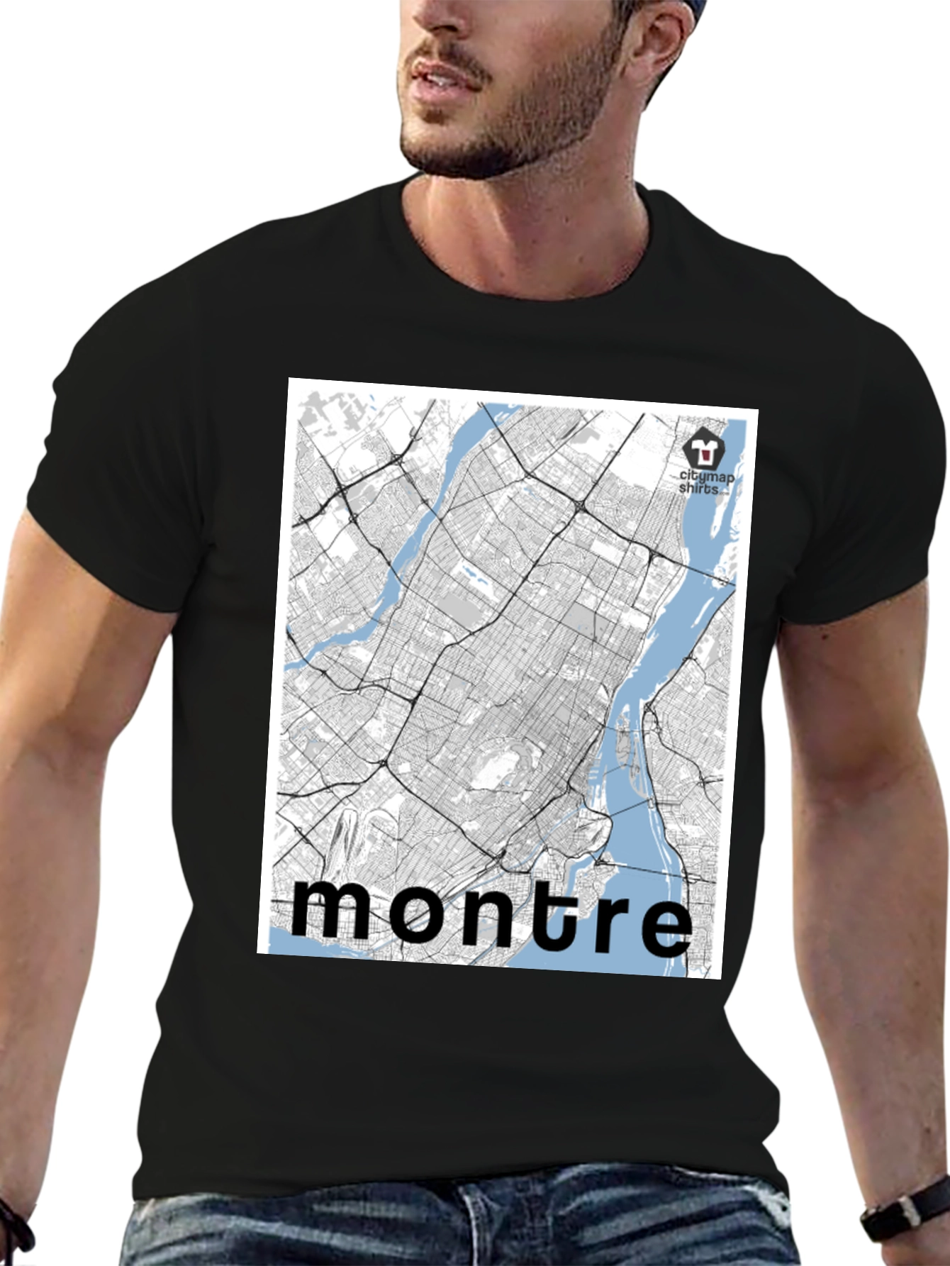 Black Montreal City Map T-Shirt - Black view 6