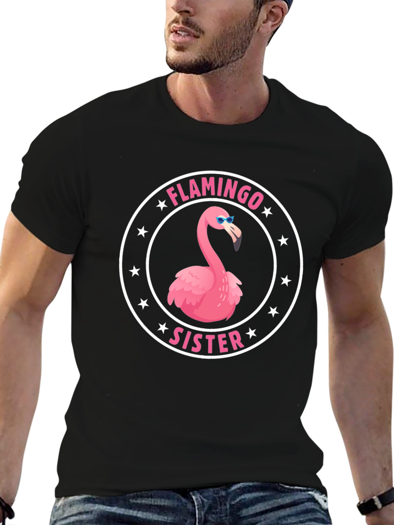 Black Flamingo Sister T-Shirt - Fun Graphic Tee view 6