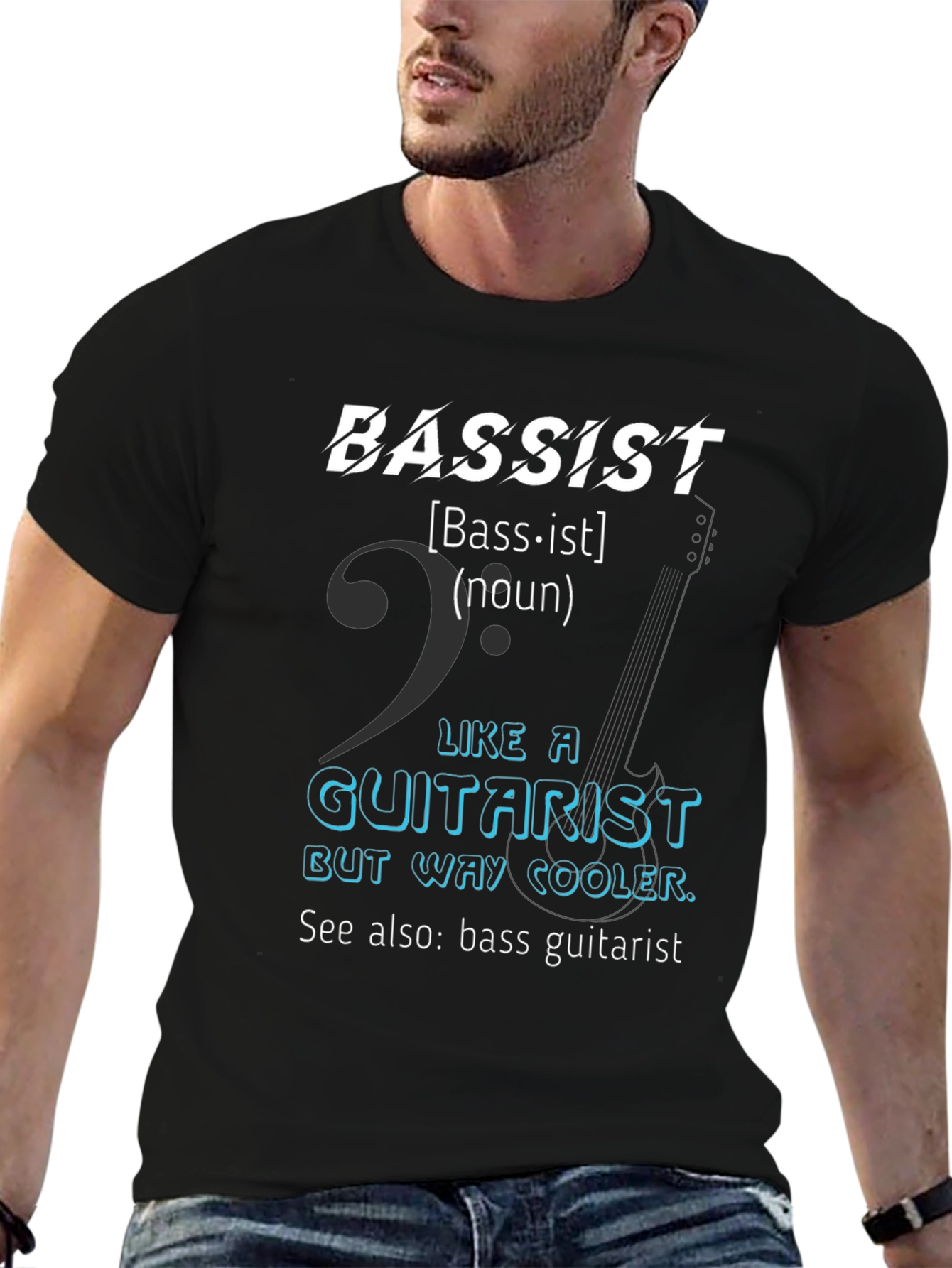 Black Bassist Definition Graphic T-Shirt view 6