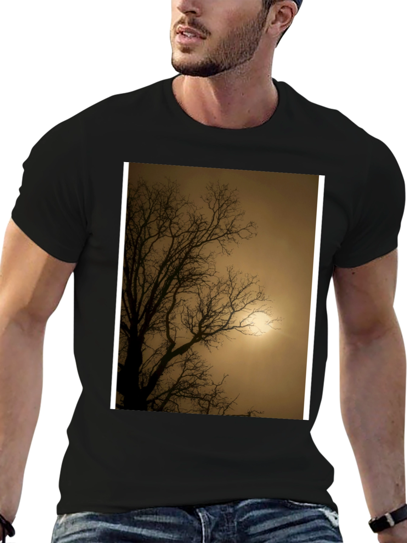 Black Eerie Tree Graphic Tee - Stylish Black Shirt view 6