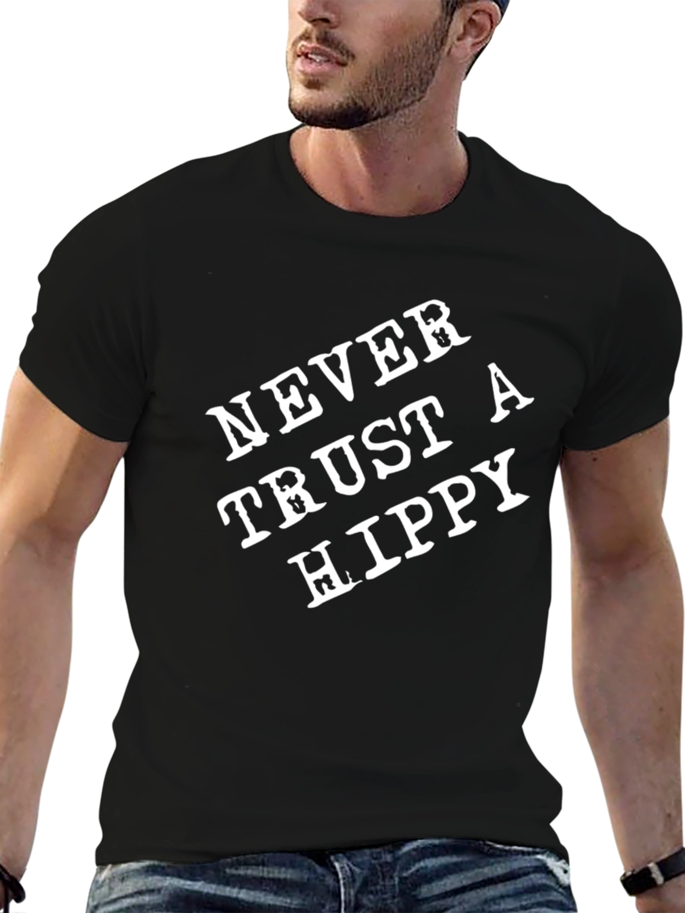 Black Never Trust a Hippy Graphic T-Shirt view 6