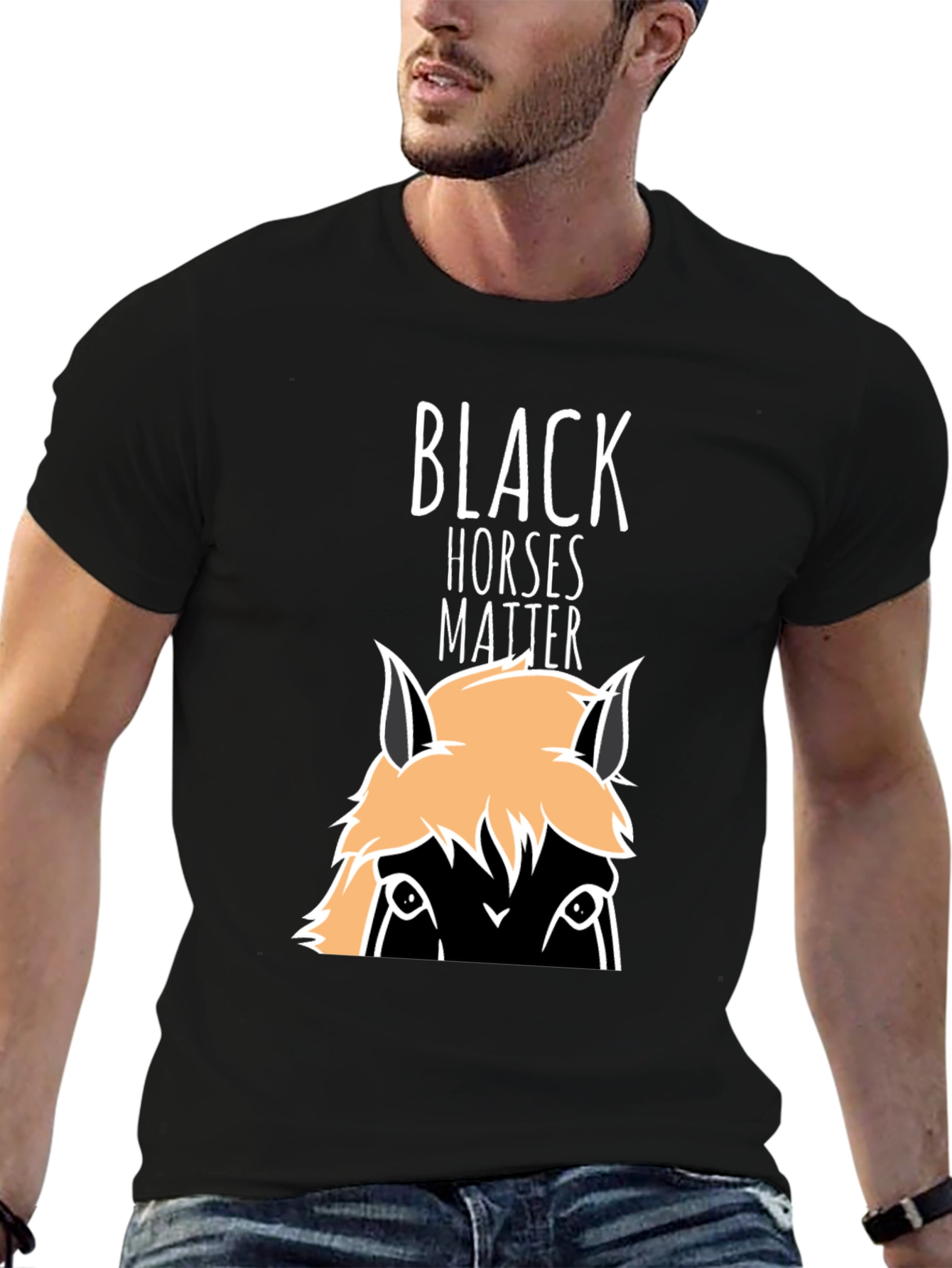 Black Black Horses Matter Graphic T-Shirt view 6