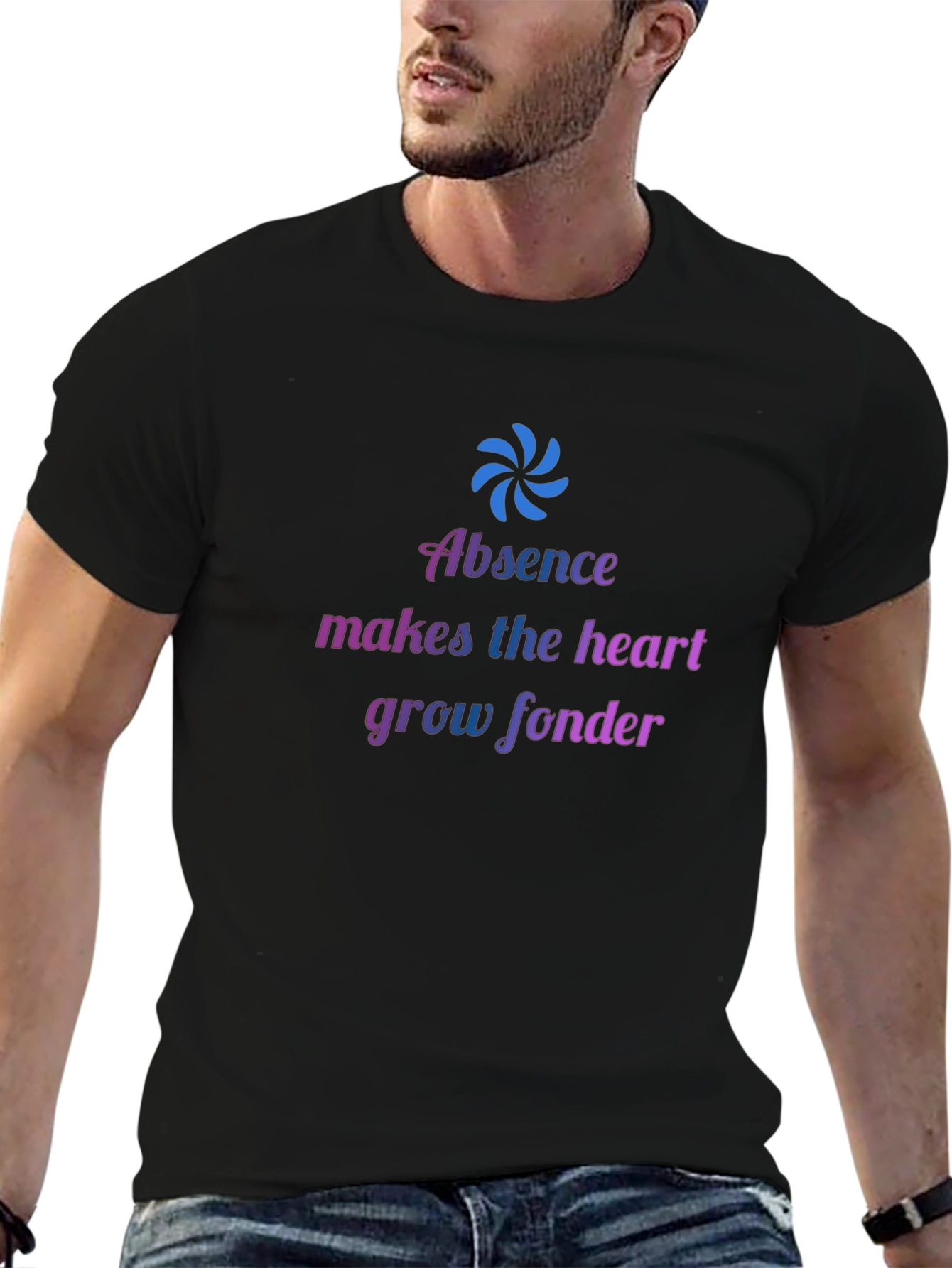 Black Absence Makes The Heart Grow Fonder T-Shirt view 6