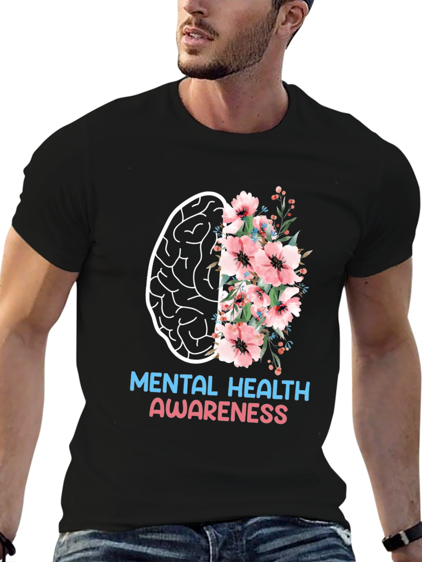 Black Mental Health Awareness Graphic T-Shirt view 6