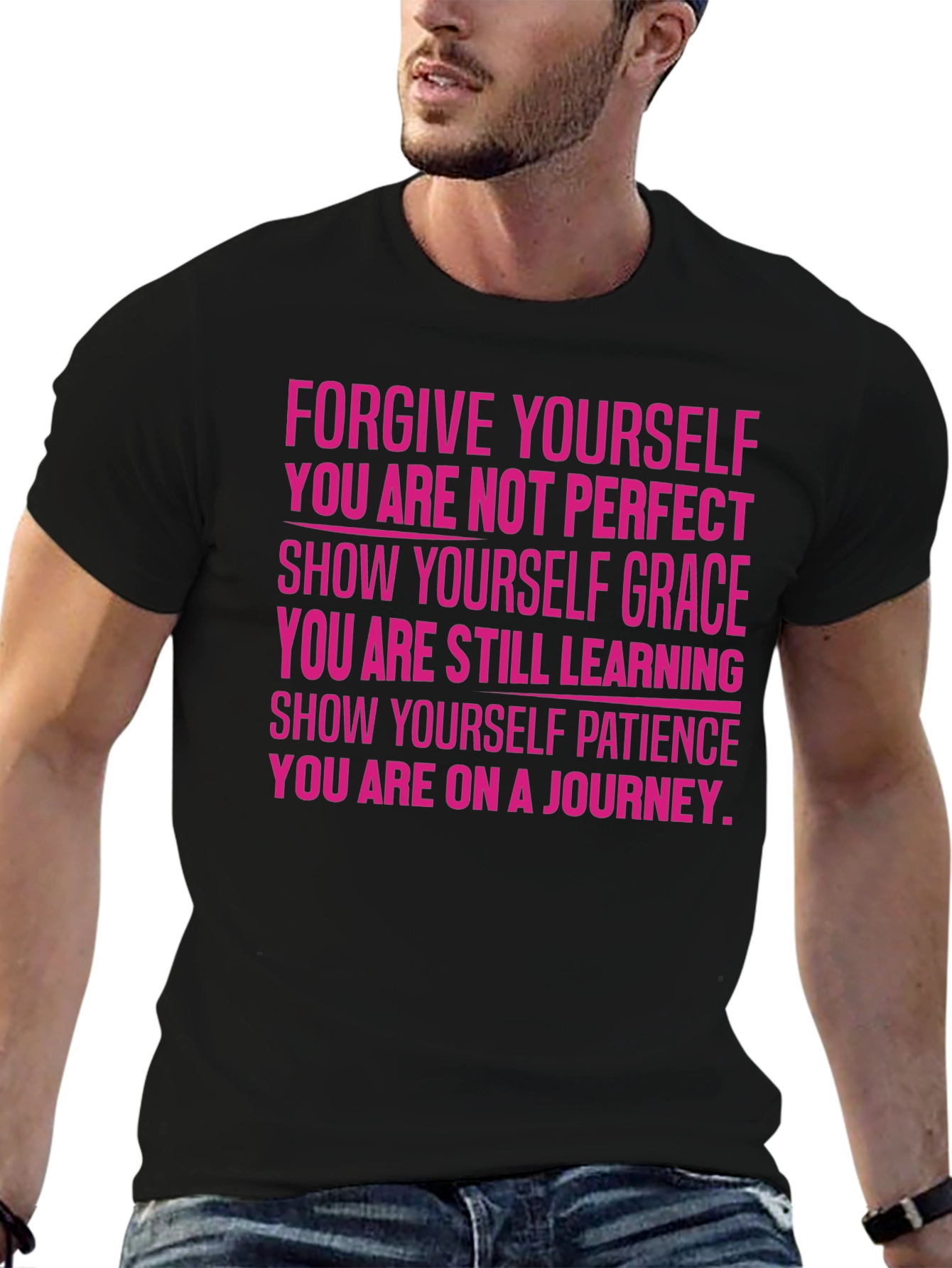 Black Motivational T-Shirt - Forgive Yourself view 6