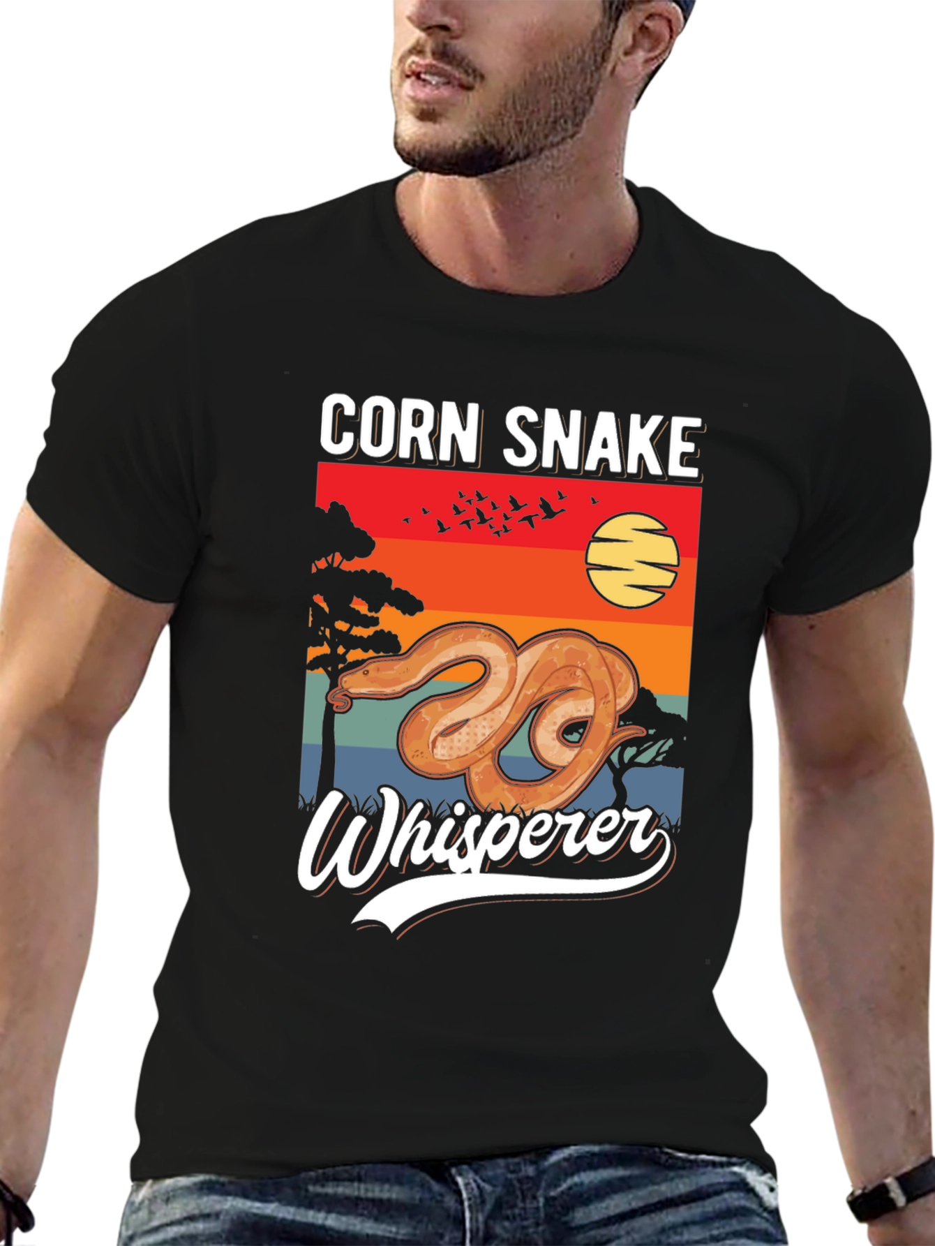 Black Corn Snake Whisperer Black T-Shirt view 6