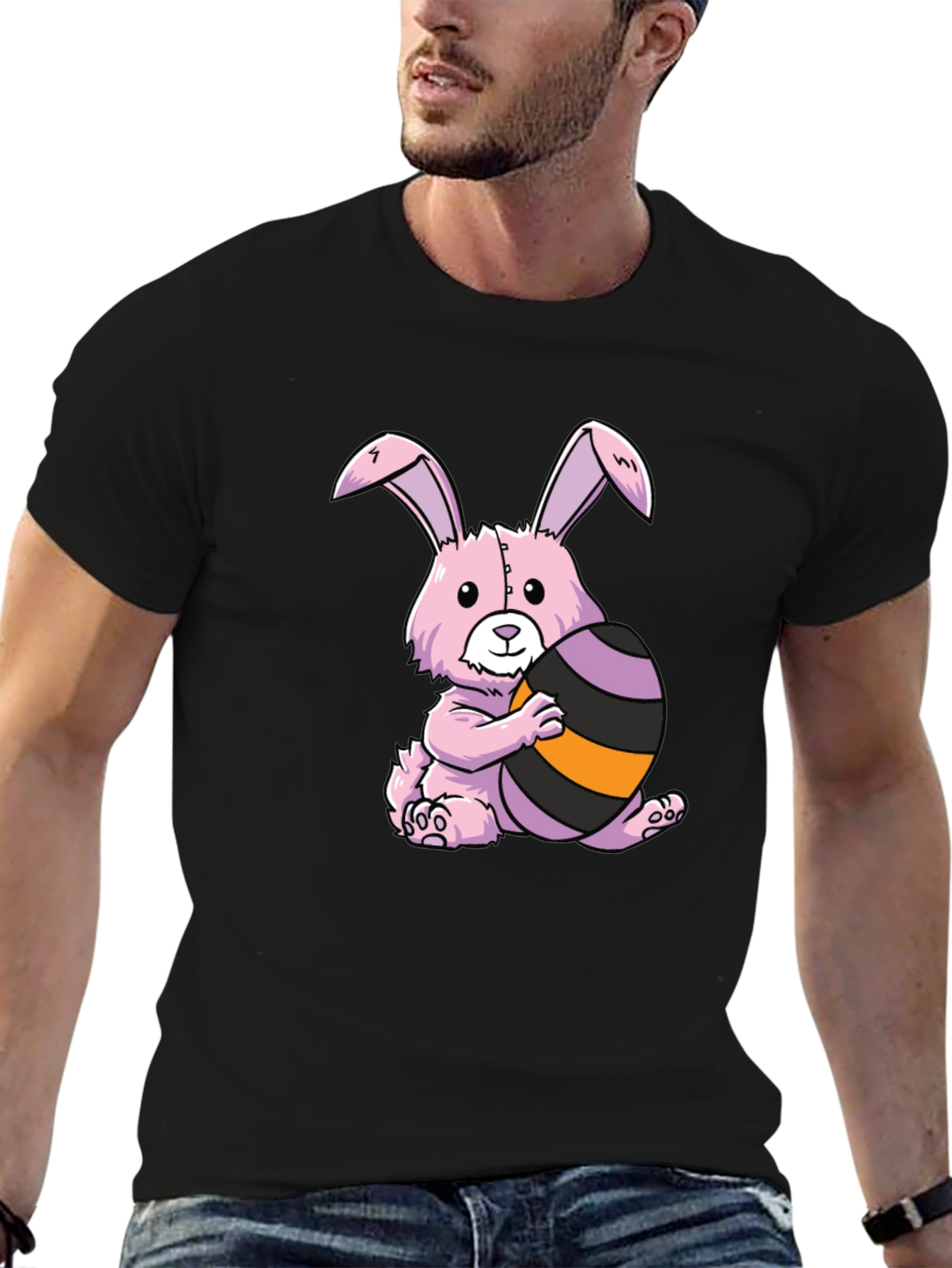 Easter Bunny T-Shirt: Pink Bunny with Easter Egg - 6