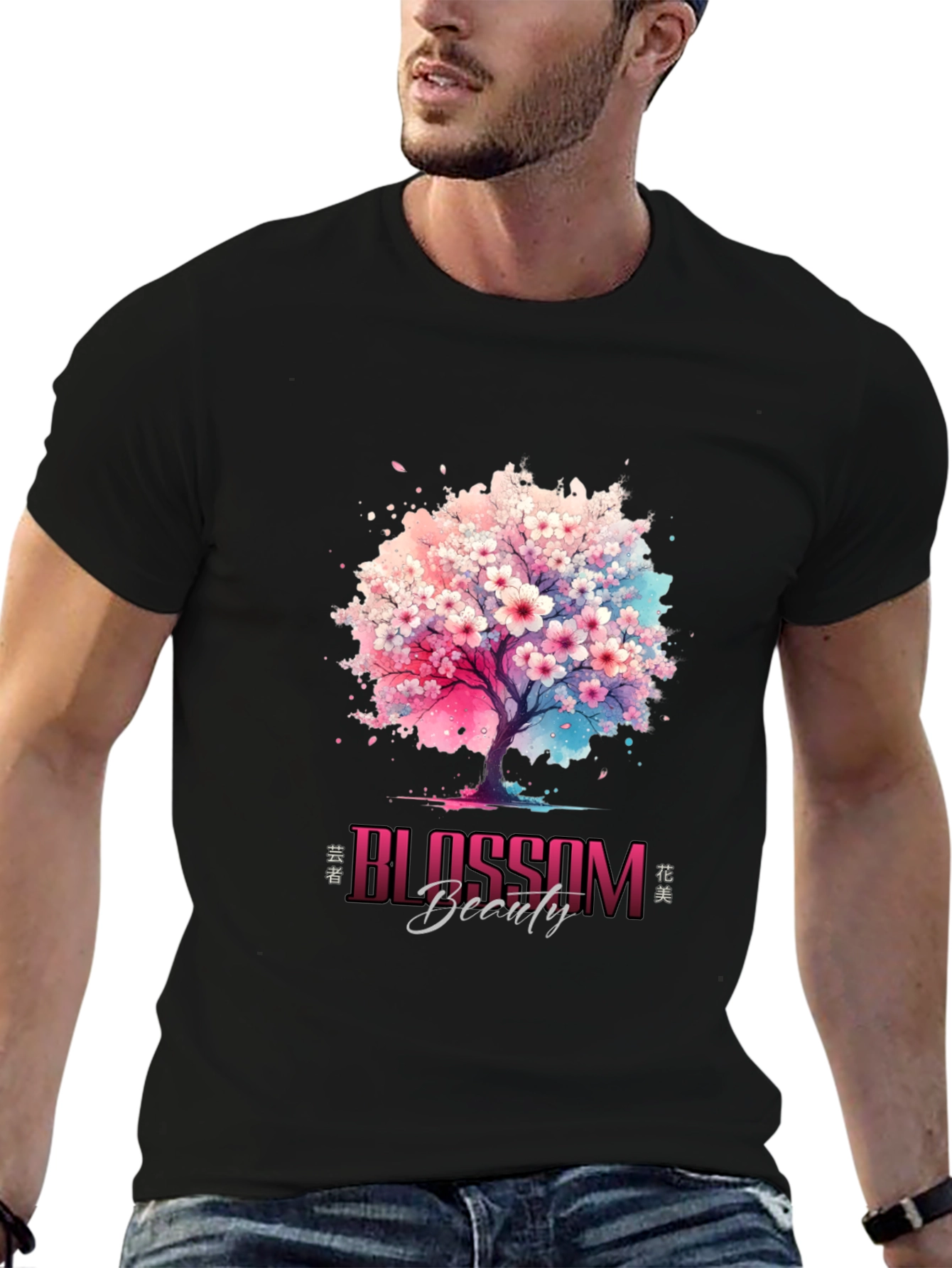Black Blossom Beauty Graphic Tee - Artistic Design view 6
