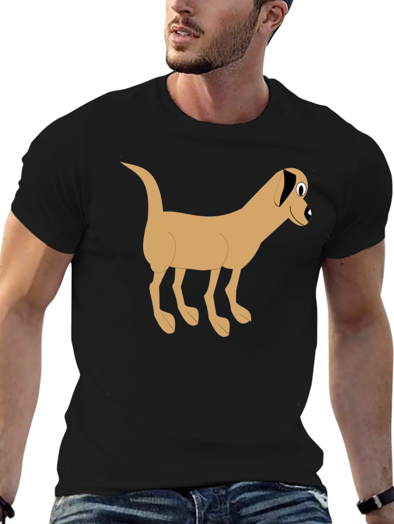 Black Cartoon Dog Graphic Black T-Shirt view 6