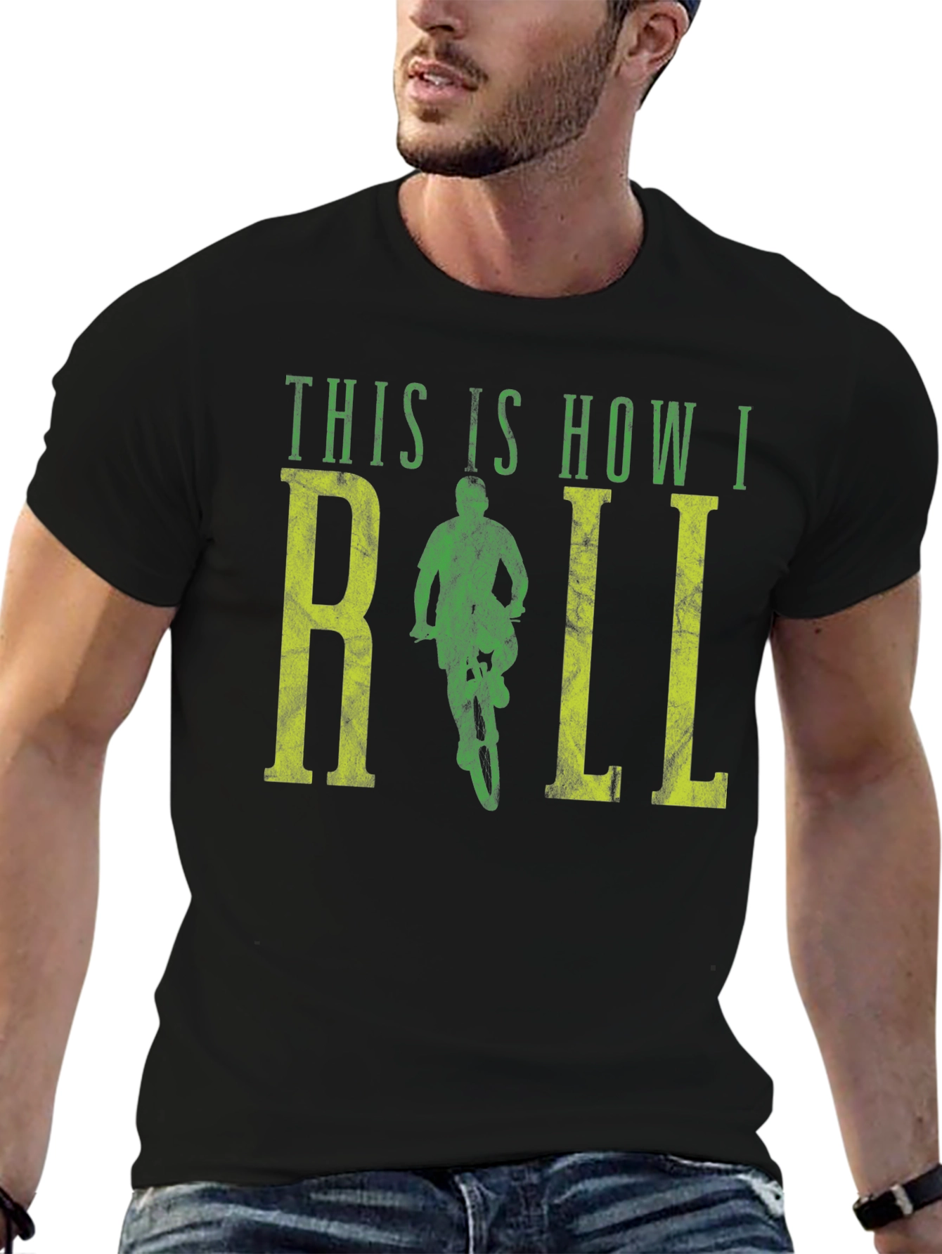 Black This Is How I Roll Biking T-Shirt view 6